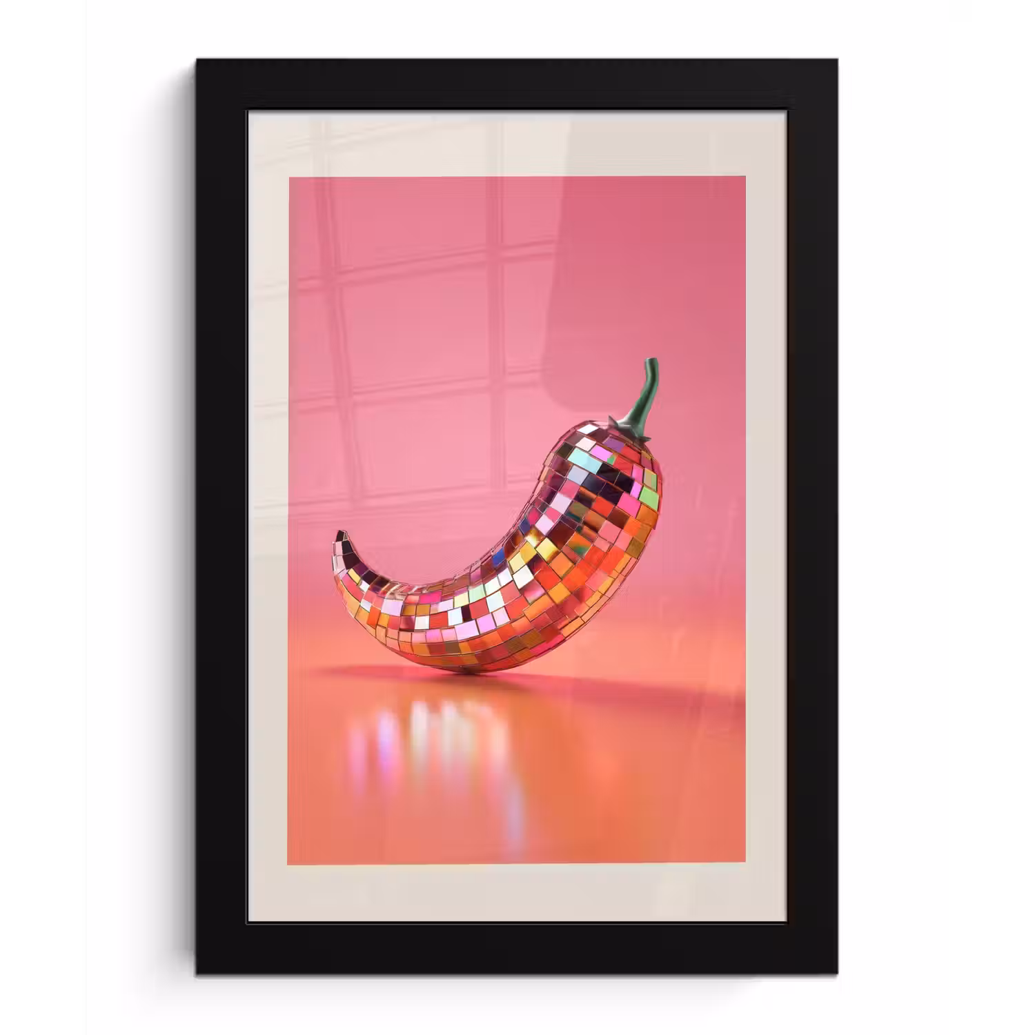 Disco - Peper - Roze fotolijst zwart zonder passe partout klein -3d