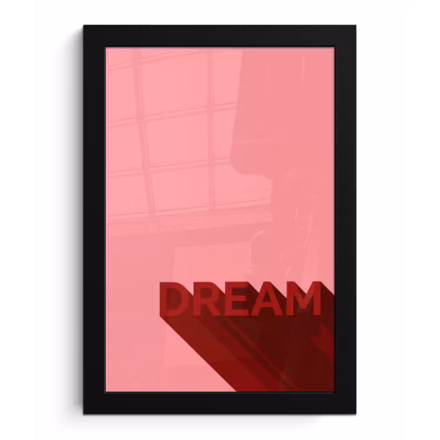 Dream - 3D - Rood - Roze fotolijst zwart zonder passe partout klein -3d
