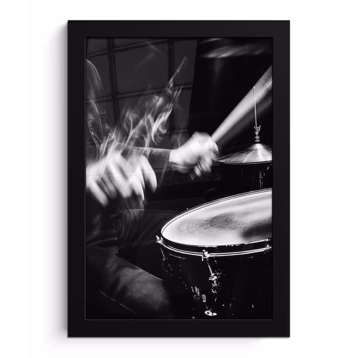 Drummer - Zwart - Drumstel fotolijst zwart zonder passe partout klein -3d