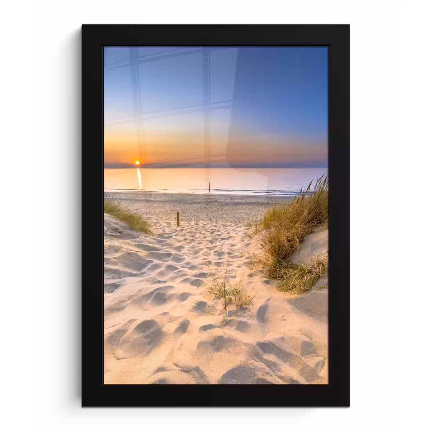 Duin - Zonsondergang - Horizon - Strand - Gras fotolijst zwart zonder passe partout klein -3d