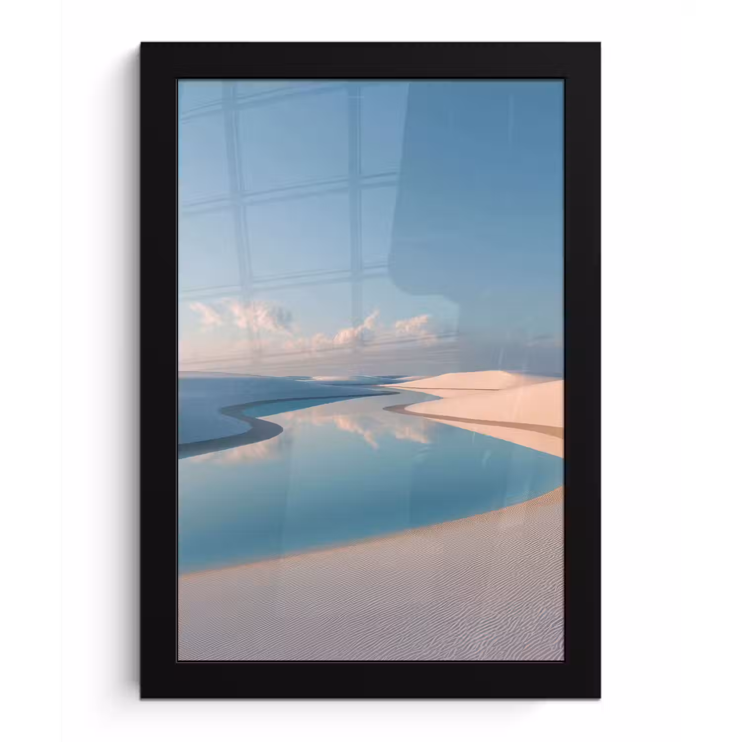Duinen - Waterplas - Oneindige rust fotolijst zwart zonder passe partout klein -3d