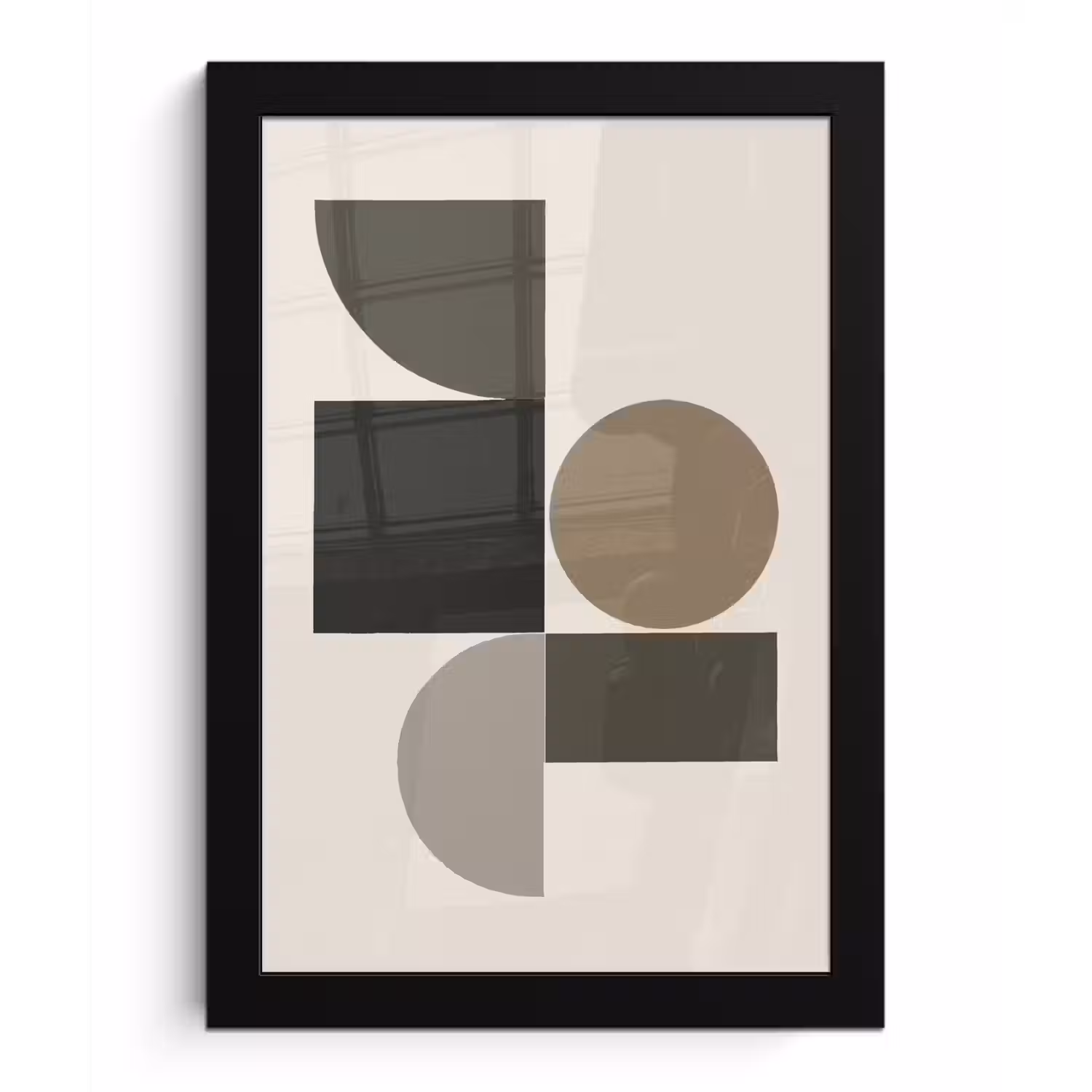Aardetinten - Abstracte compositie - Eenvoudige vormen fotolijst zwart zonder passe partout klein -3d