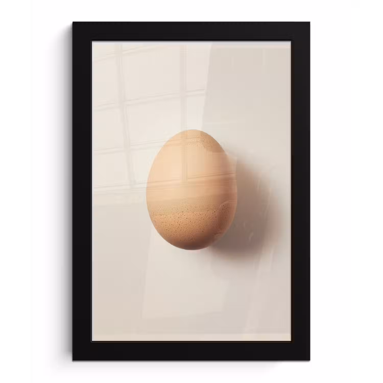 Ei - Beige - Ovaal - Egaal fotolijst zwart zonder passe partout klein -3d