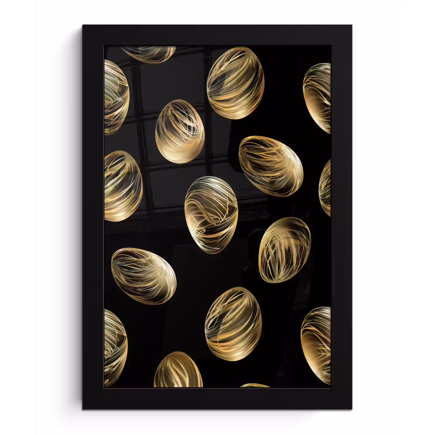 Eieren - Goud - Patroon fotolijst zwart zonder passe partout klein -3d