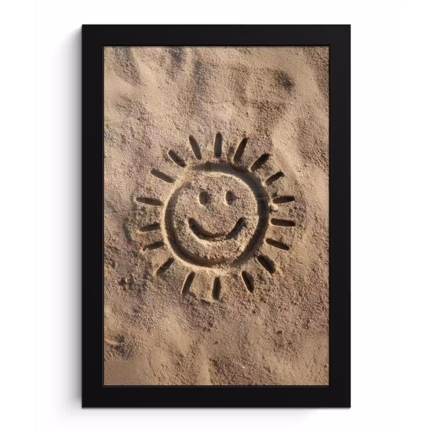 Gezichtje - Zon - Zand - Getekend fotolijst zwart zonder passe partout klein -3d
