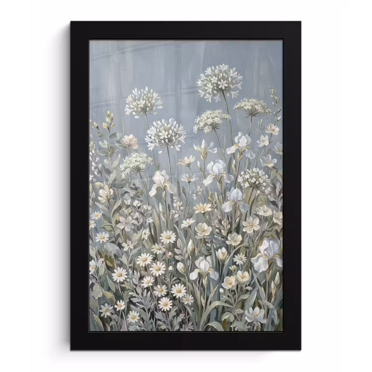 Bloemen - Botanisch - Blauw fotolijst zwart zonder passe partout klein -3d