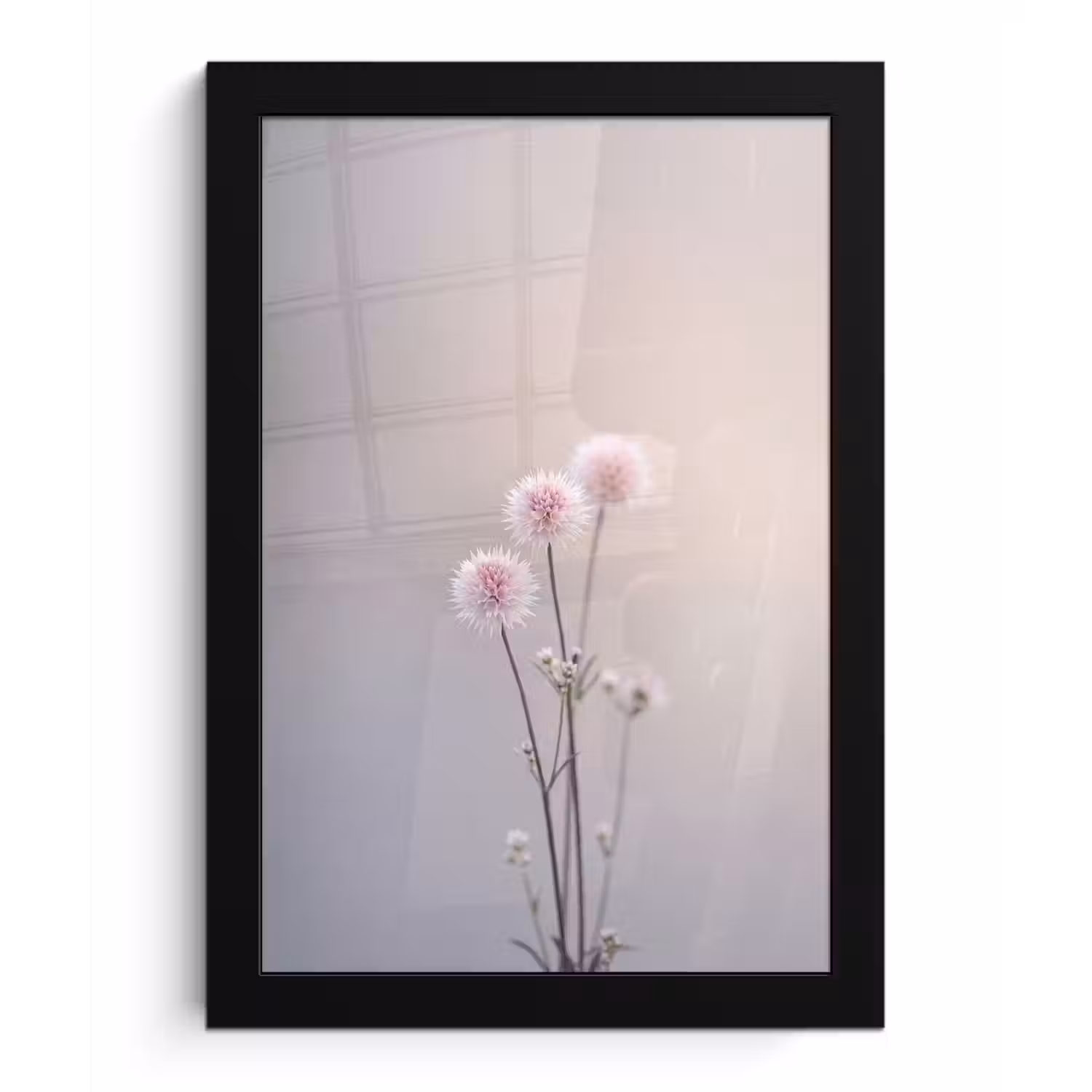Bloemen - Bollen - Roze fotolijst zwart zonder passe partout klein -3d