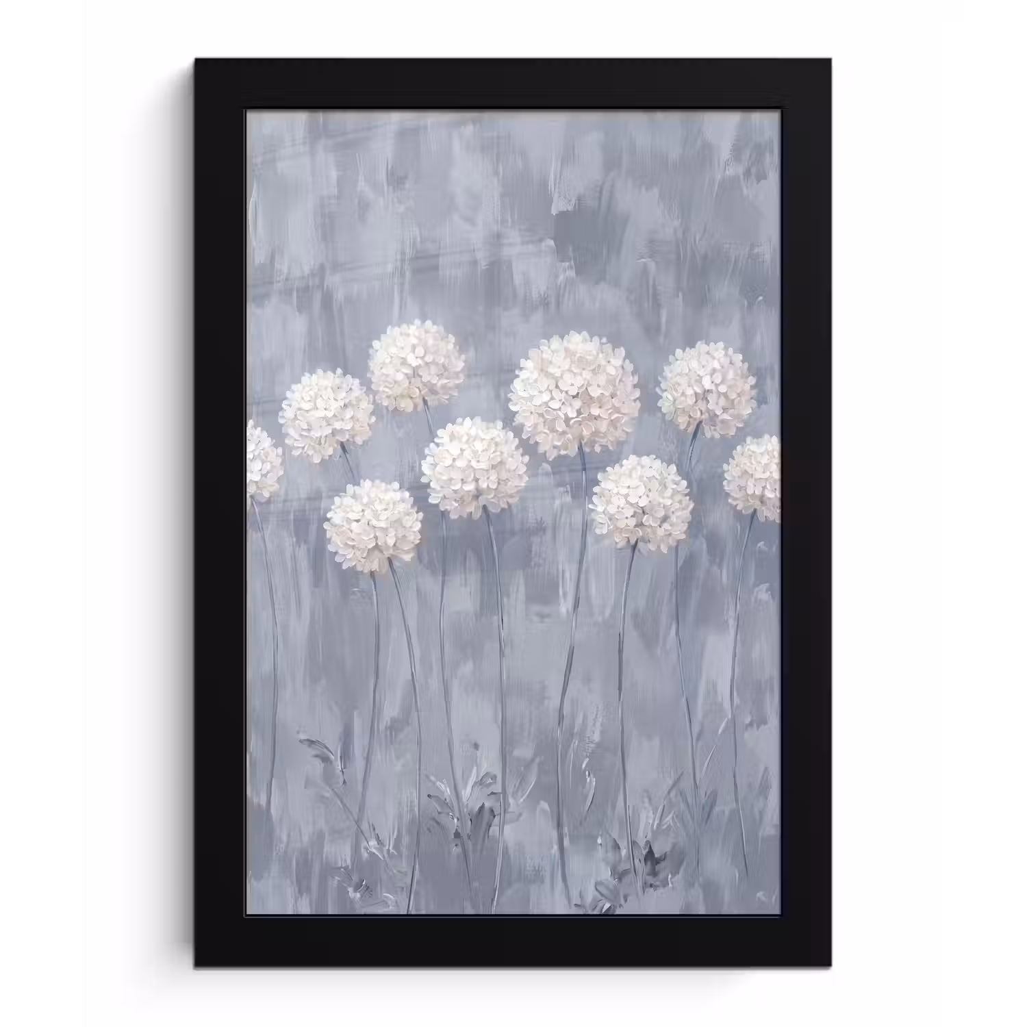 Bloemen - Illustratie - Blauw fotolijst zwart zonder passe partout klein -3d