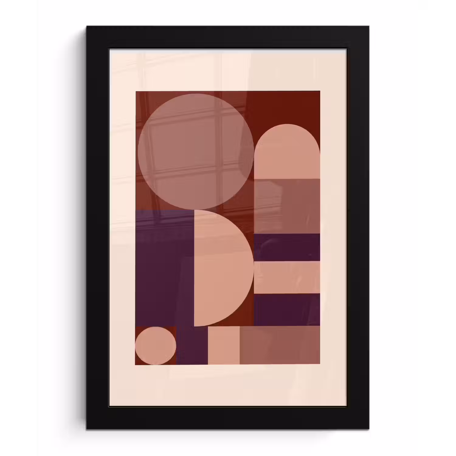 Geometrisch - Cirkels - Rood fotolijst zwart zonder passe partout klein -3d
