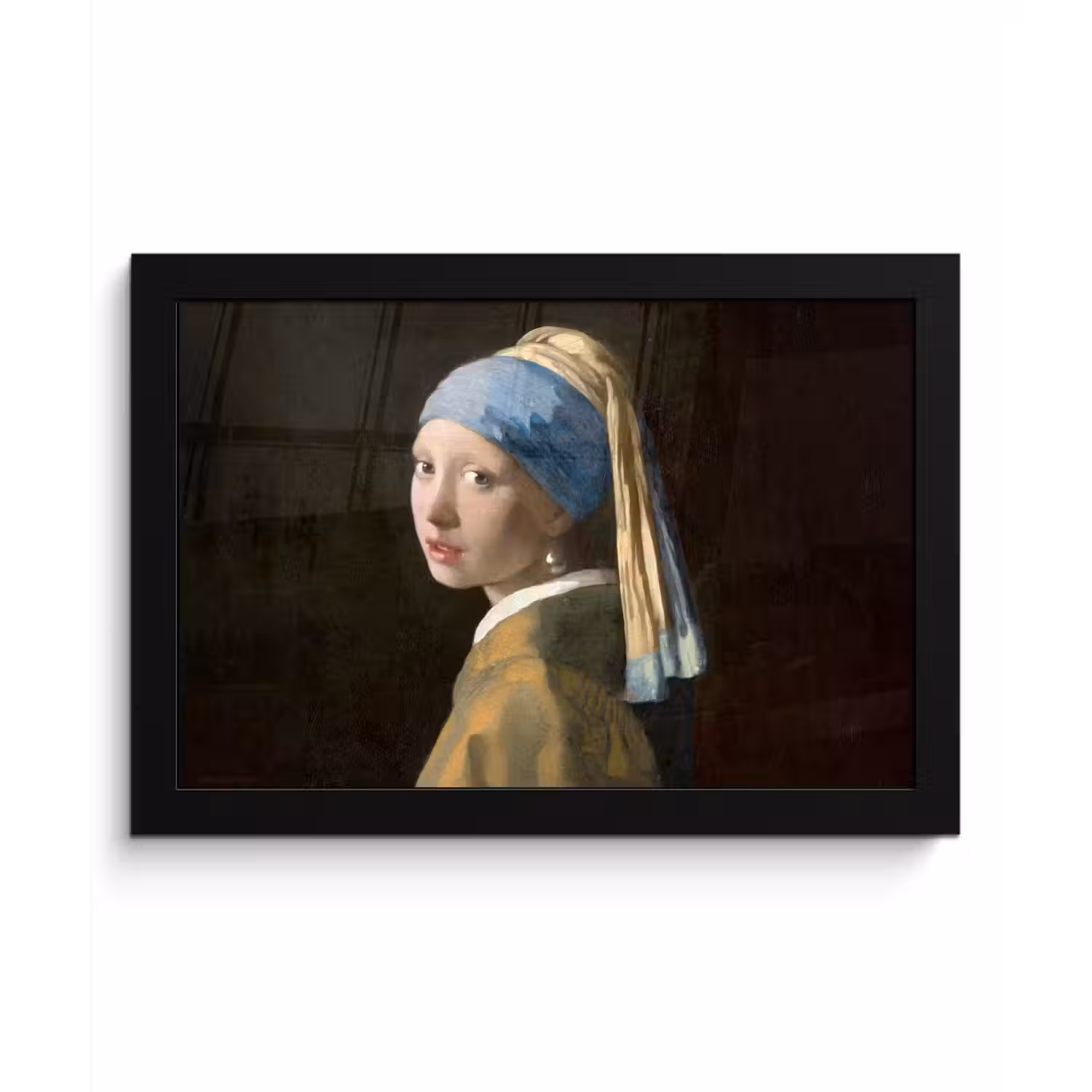 Meisje met de parel - Schilderij - Oude meesters - Vermeer fotolijst zwart zonder passe partout klein -3d