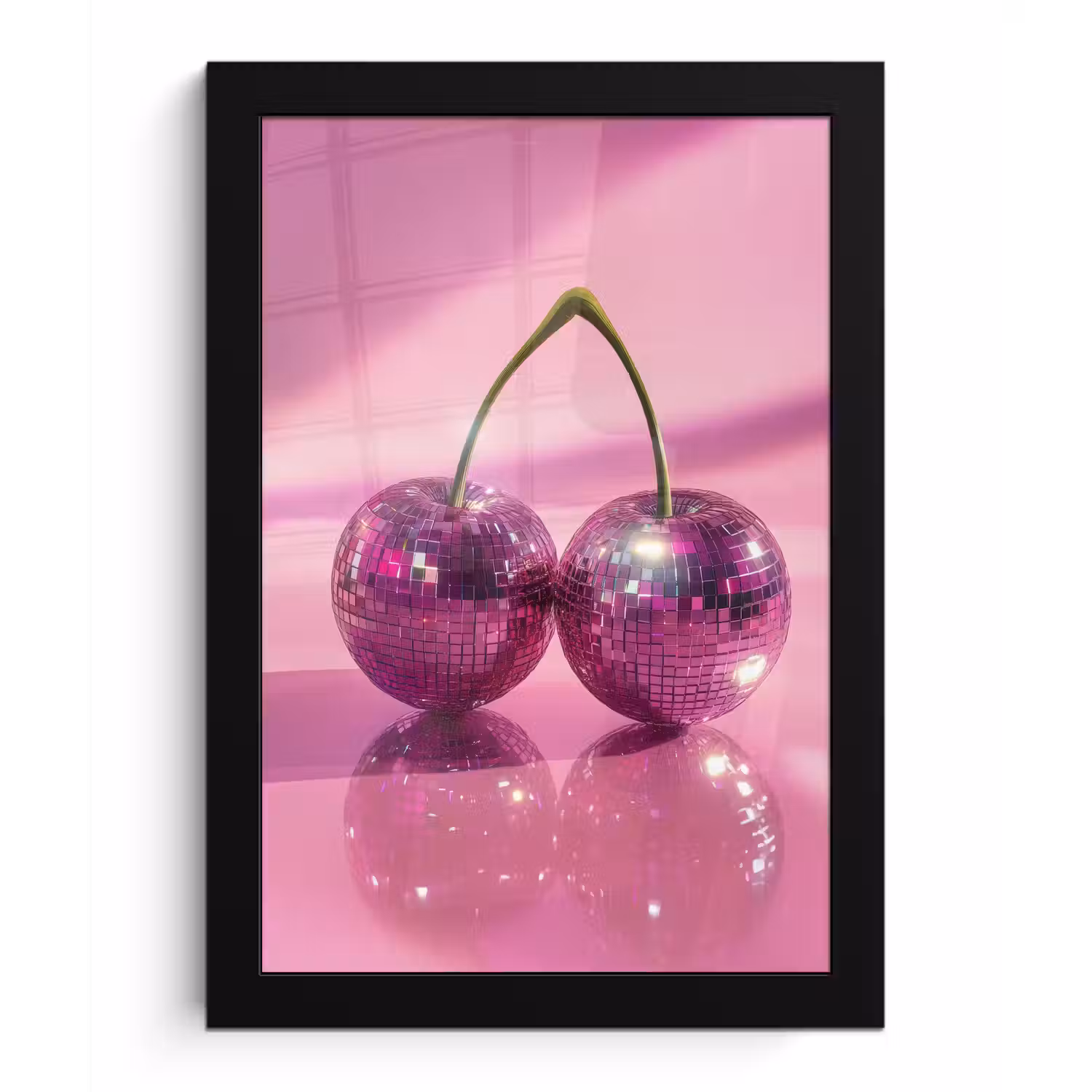 Glitter - Discobol - Roze - Kersen fotolijst zwart zonder passe partout klein -3d