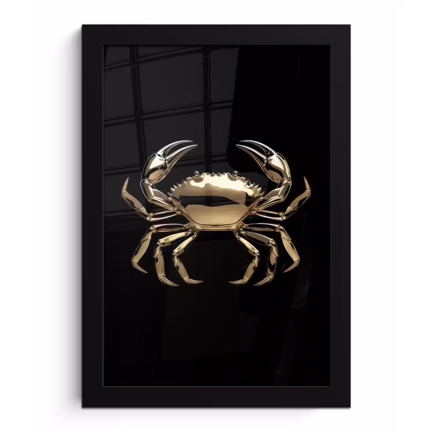 Goud - Krab - Dieren - Zwart fotolijst zwart zonder passe partout klein -3d