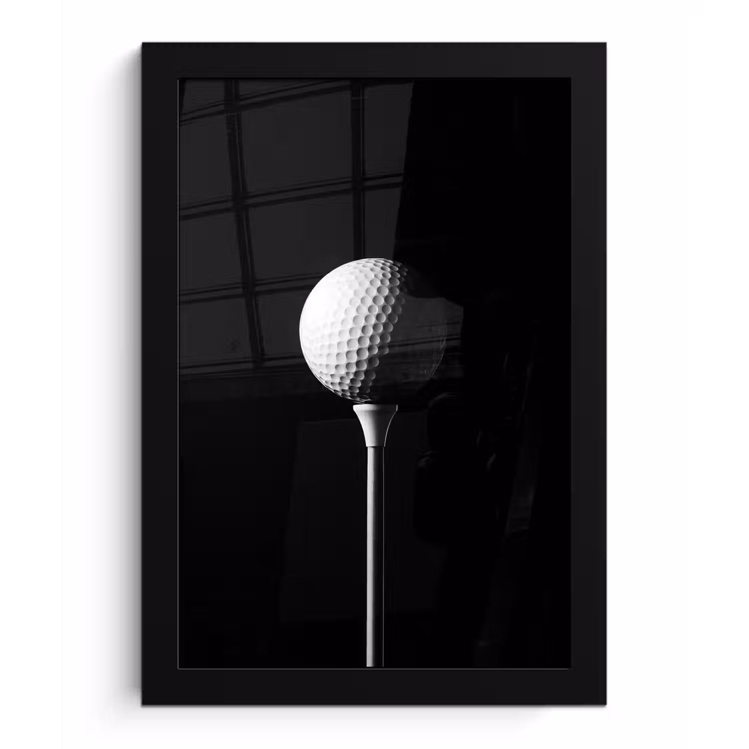 Golfbal - Minimalistisch - Wit fotolijst zwart zonder passe partout klein -3d