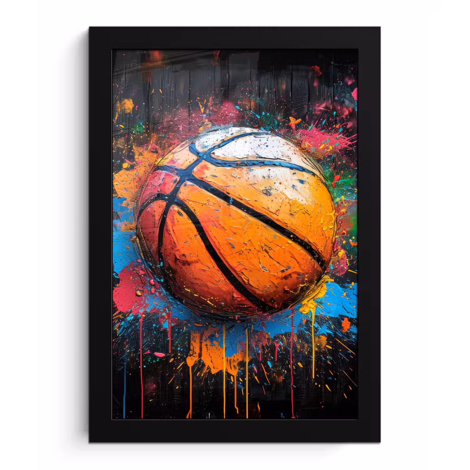 Graffiti - Basketbal - Verf - Sport fotolijst zwart zonder passe partout klein -3d