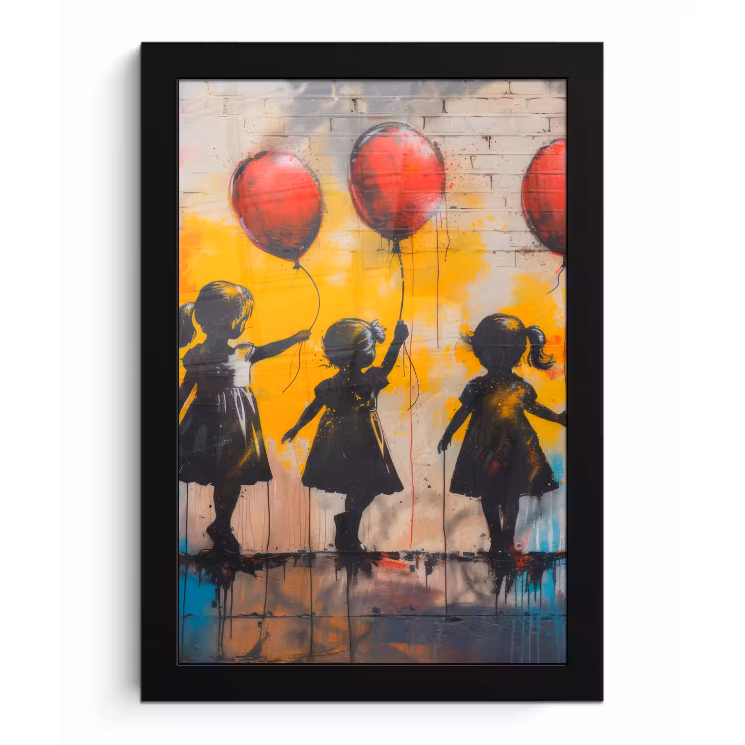 Graffiti - Kinderen - Street art - Ballon - Banksy fotolijst zwart zonder passe partout klein -3d