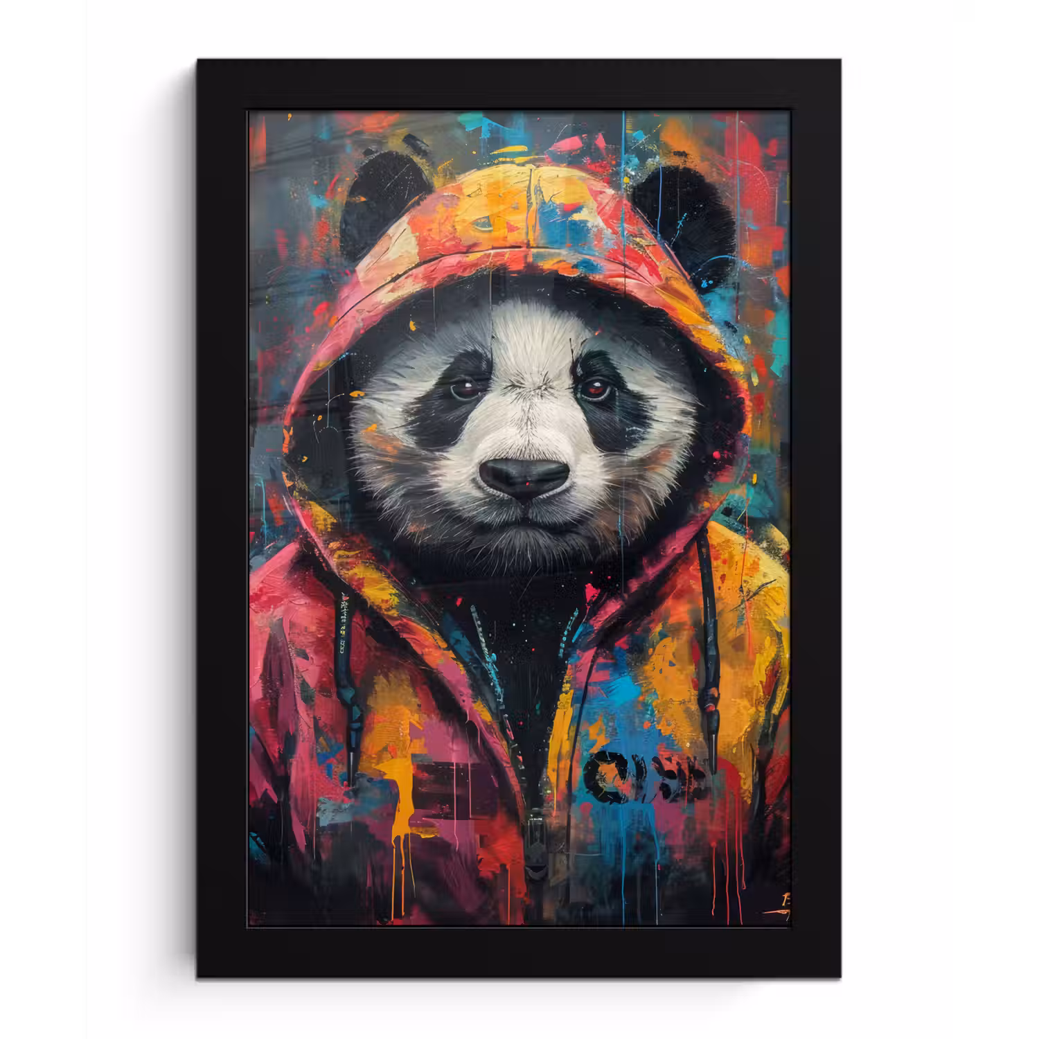 Graffiti - Panda - Jas - Kleurrijk fotolijst zwart zonder passe partout klein -3d