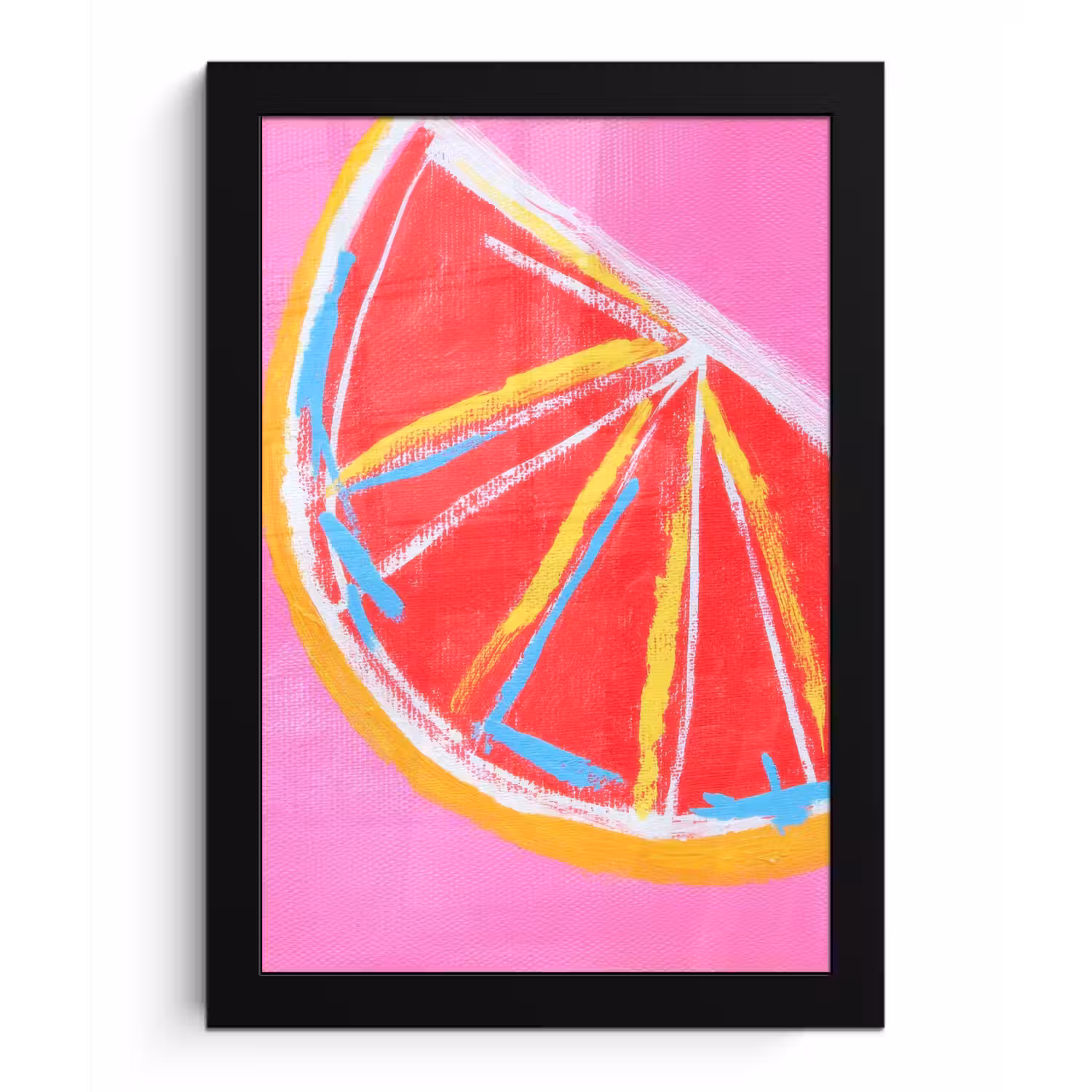 Grapefruit - Geschilderd - Roze - Strepen fotolijst zwart zonder passe partout klein -3d