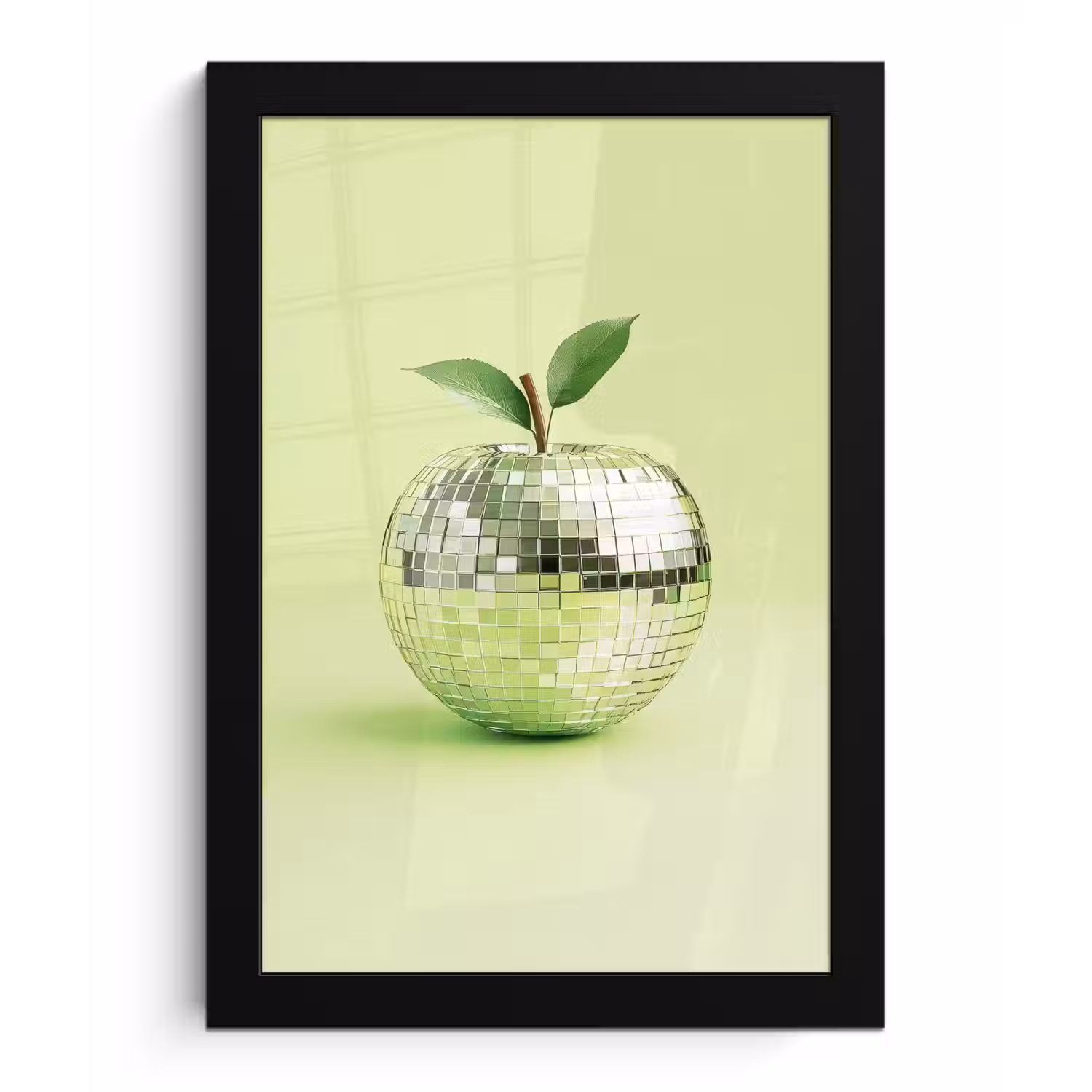 Groen - Disco - Decoratie - Appel fotolijst zwart zonder passe partout klein -3d