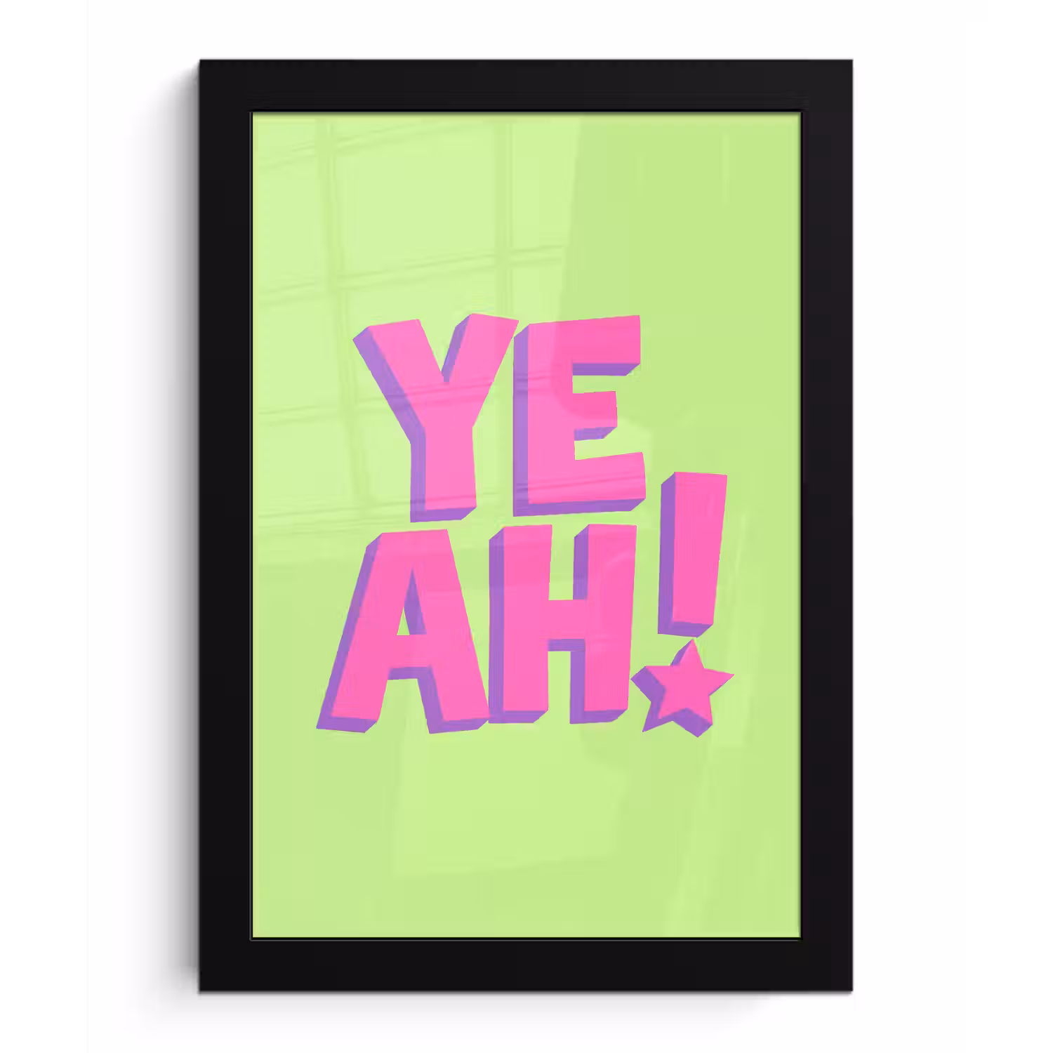Groen - Neon - Quote fotolijst zwart zonder passe partout klein -3d