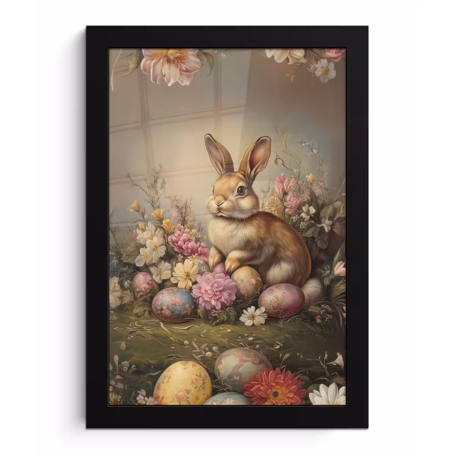 Haas - Stilleven - Bloemen fotolijst zwart zonder passe partout klein -3d