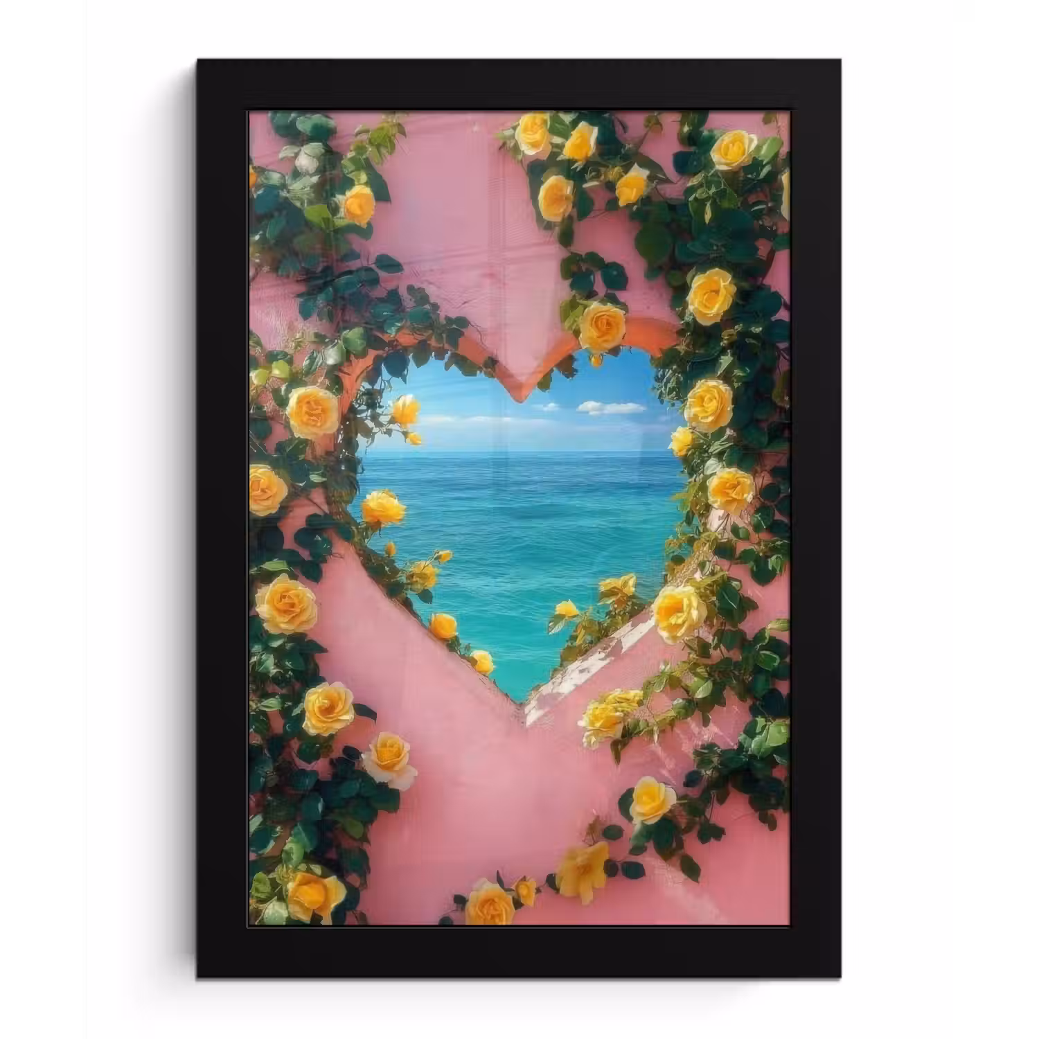 Hart - Zee - Muur fotolijst zwart zonder passe partout klein -3d
