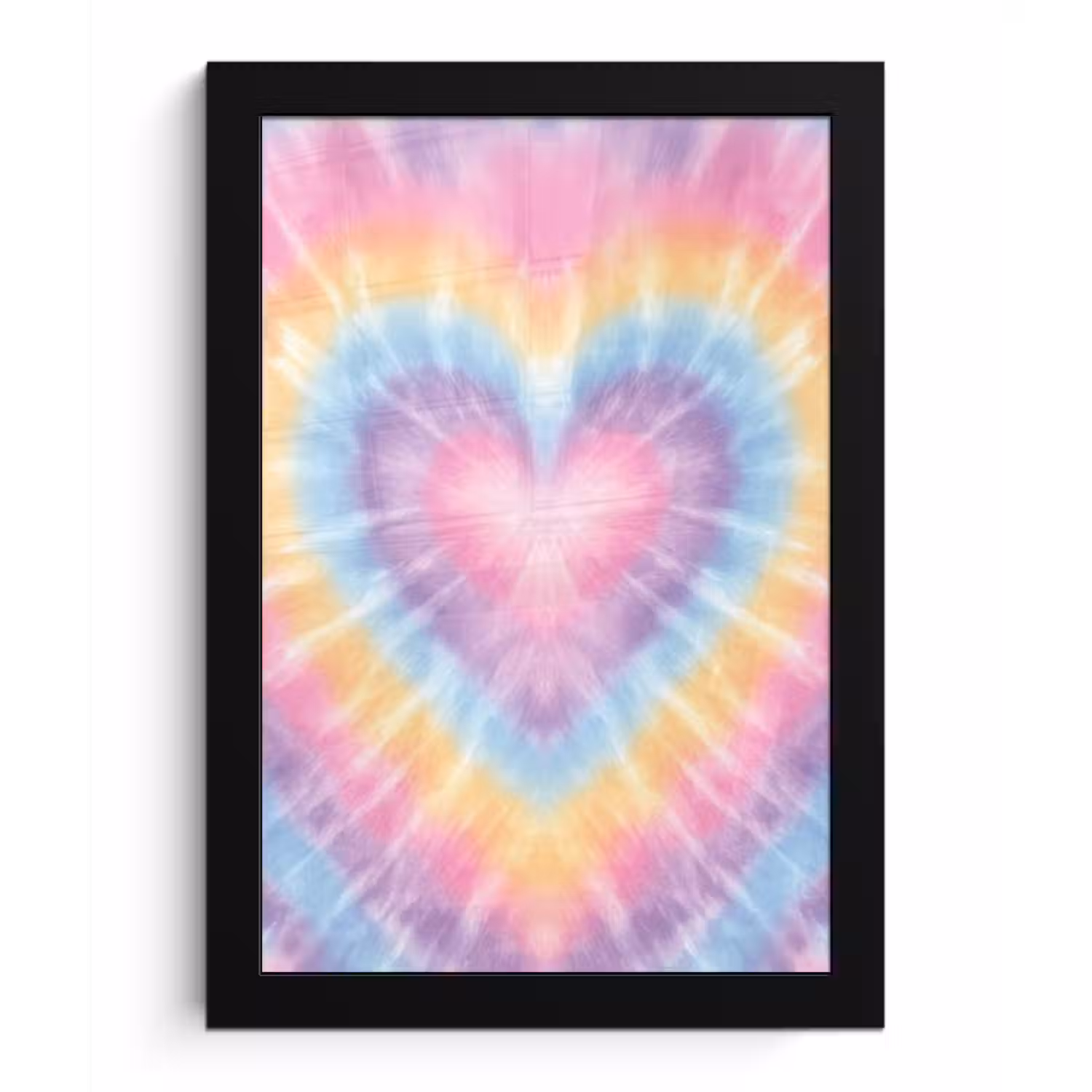 Hartvorm - Pastelkleuren - Tie Dye fotolijst zwart zonder passe partout klein -3d