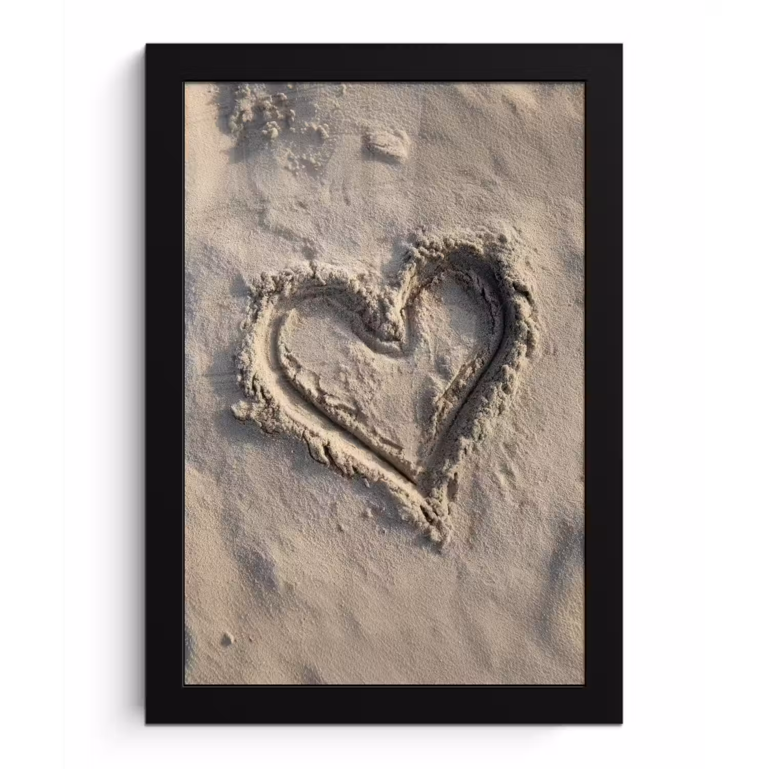 Hartvorm - Getekend - Beige - Zand fotolijst zwart zonder passe partout klein -3d