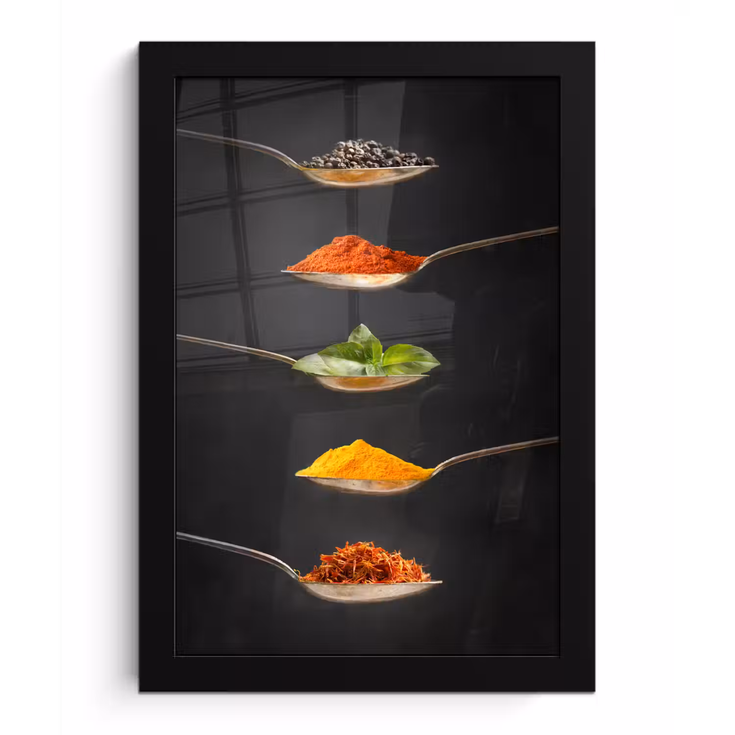 Kruiden - Lepel - Specerijen - Zwart - Italiaans fotolijst zwart zonder passe partout klein -3d
