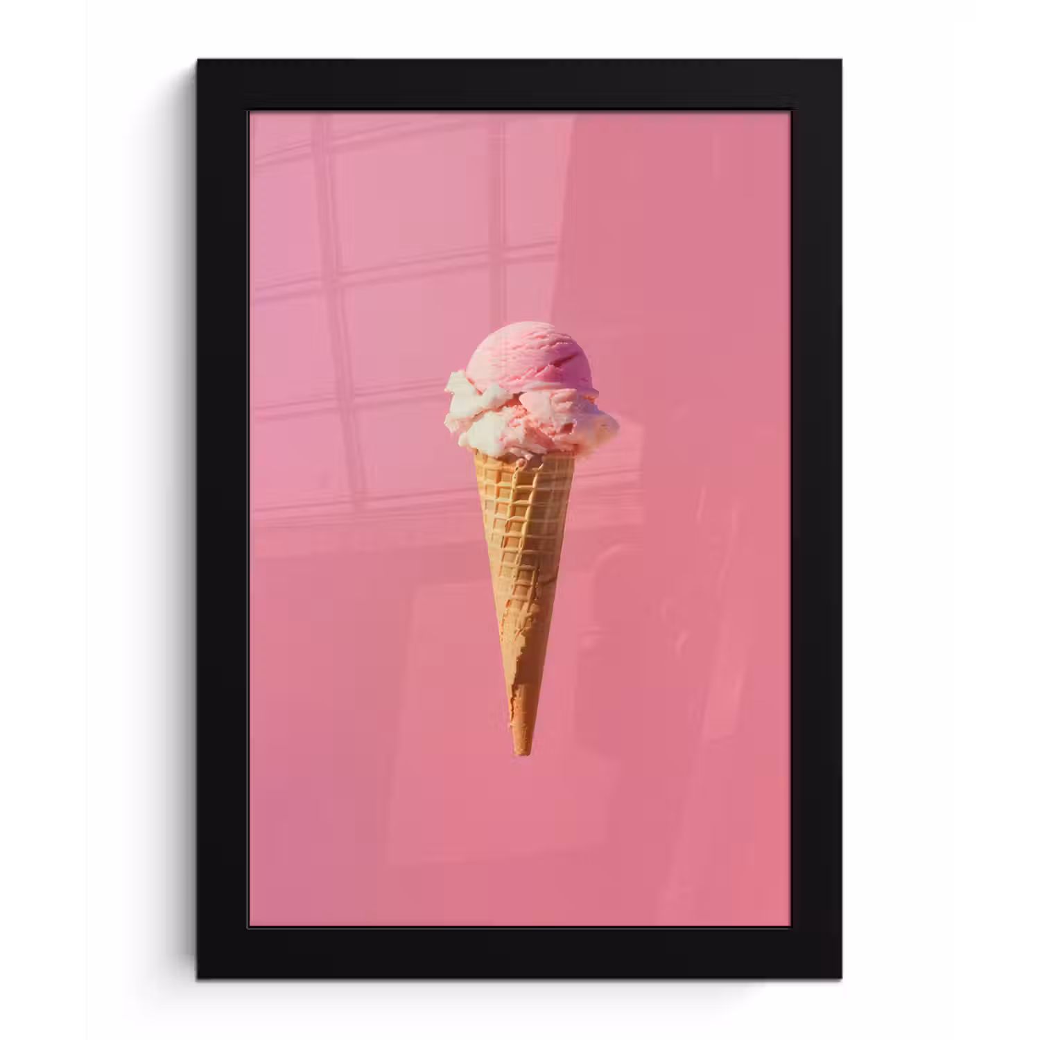 Hoorntje - Schepijs - Roze fotolijst zwart zonder passe partout klein -3d