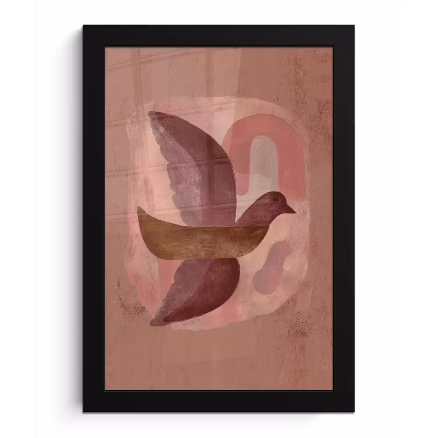 Illustratie - Vogels - Abstract - Roze fotolijst zwart zonder passe partout klein -3d