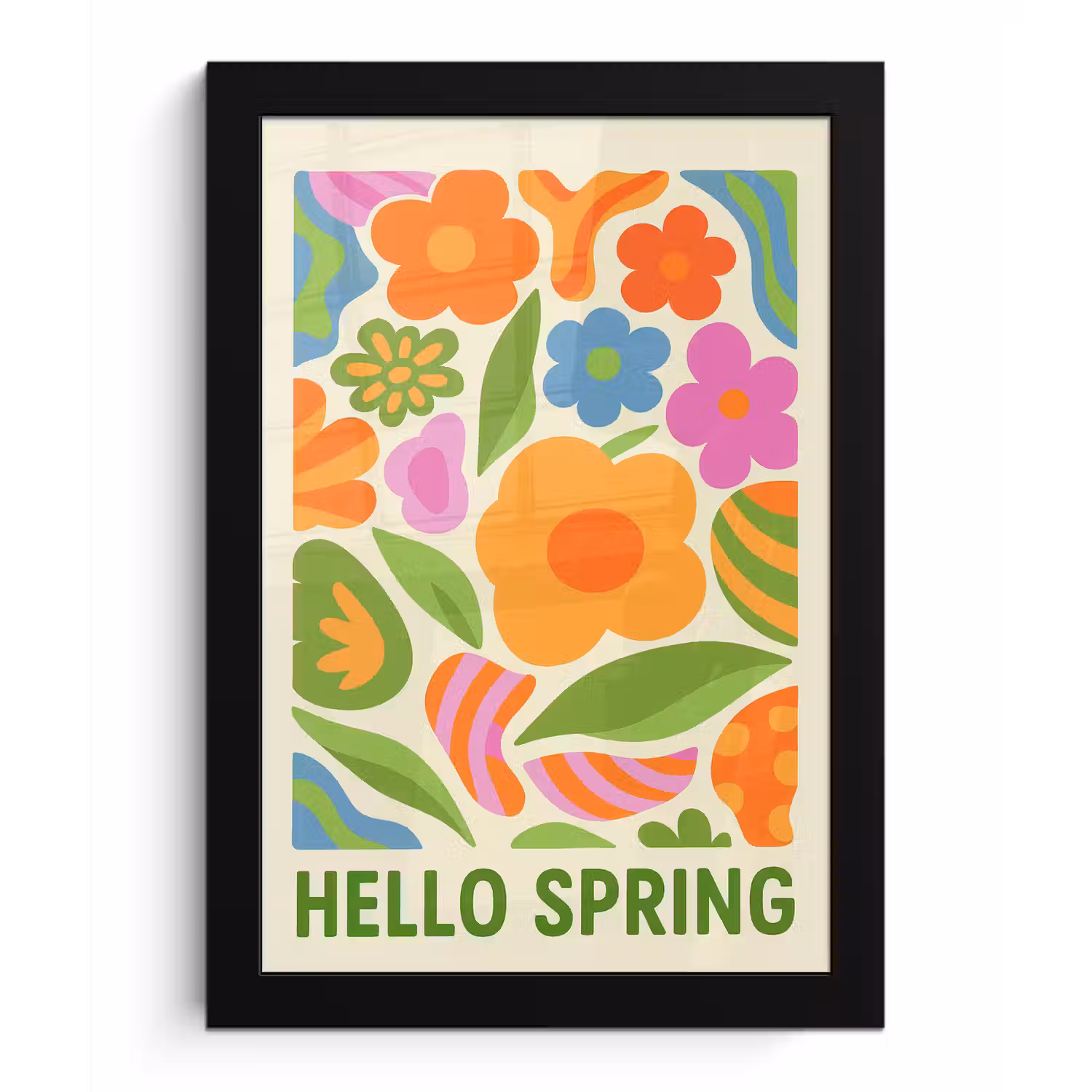 Illustratie - Bloemen - Quote - Kleurrijk fotolijst zwart zonder passe partout klein -3d