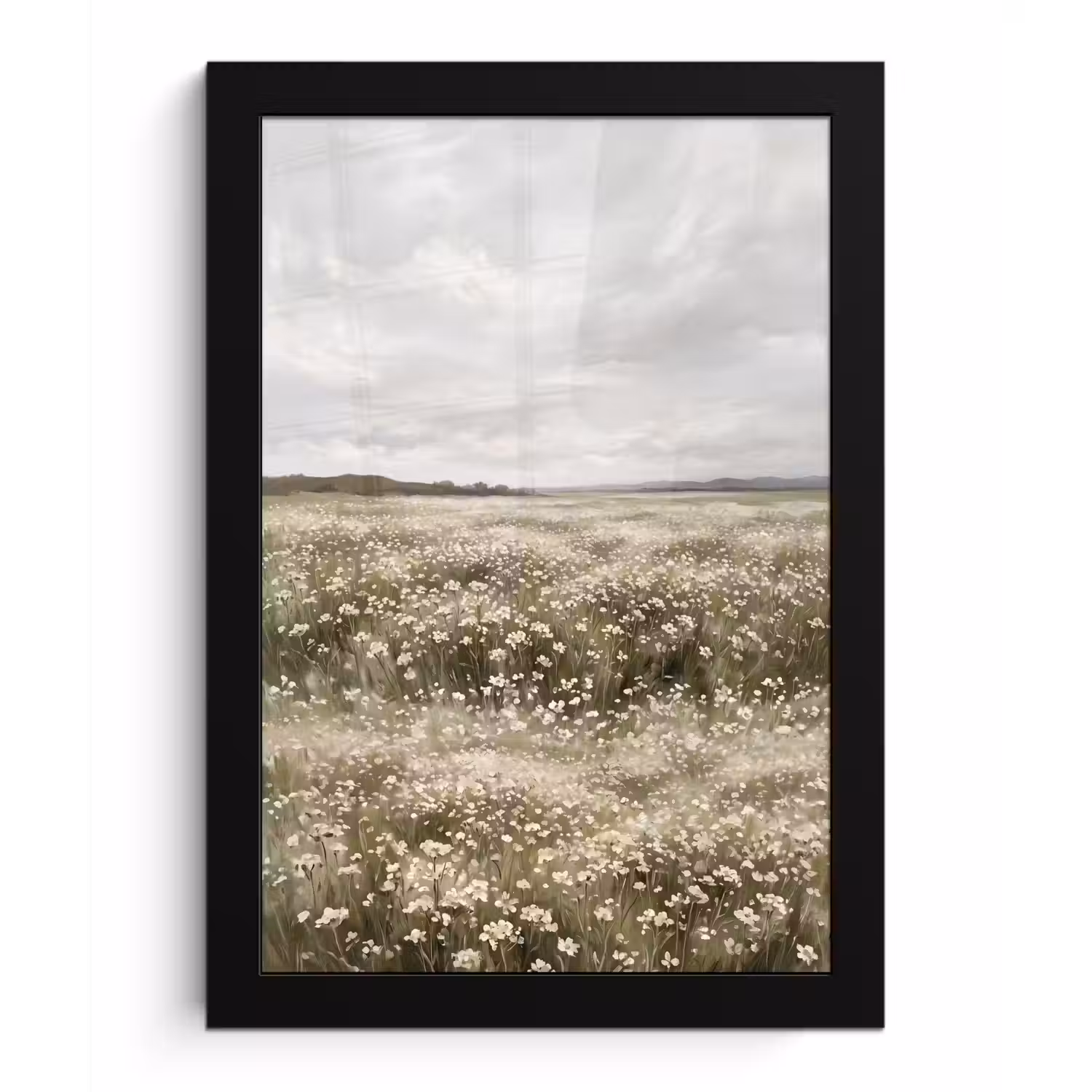 Illustratie - Landschap - Wit fotolijst zwart zonder passe partout klein -3d