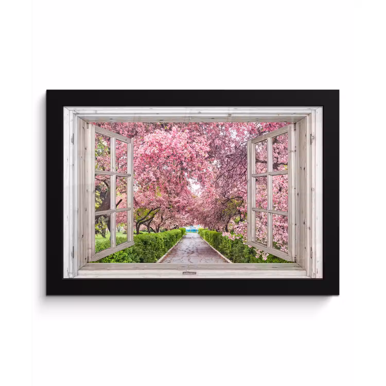 Japans - Sakura - Bloesem - Boom - Bloesem takken - Doorkijk fotolijst zwart zonder passe partout klein -3d