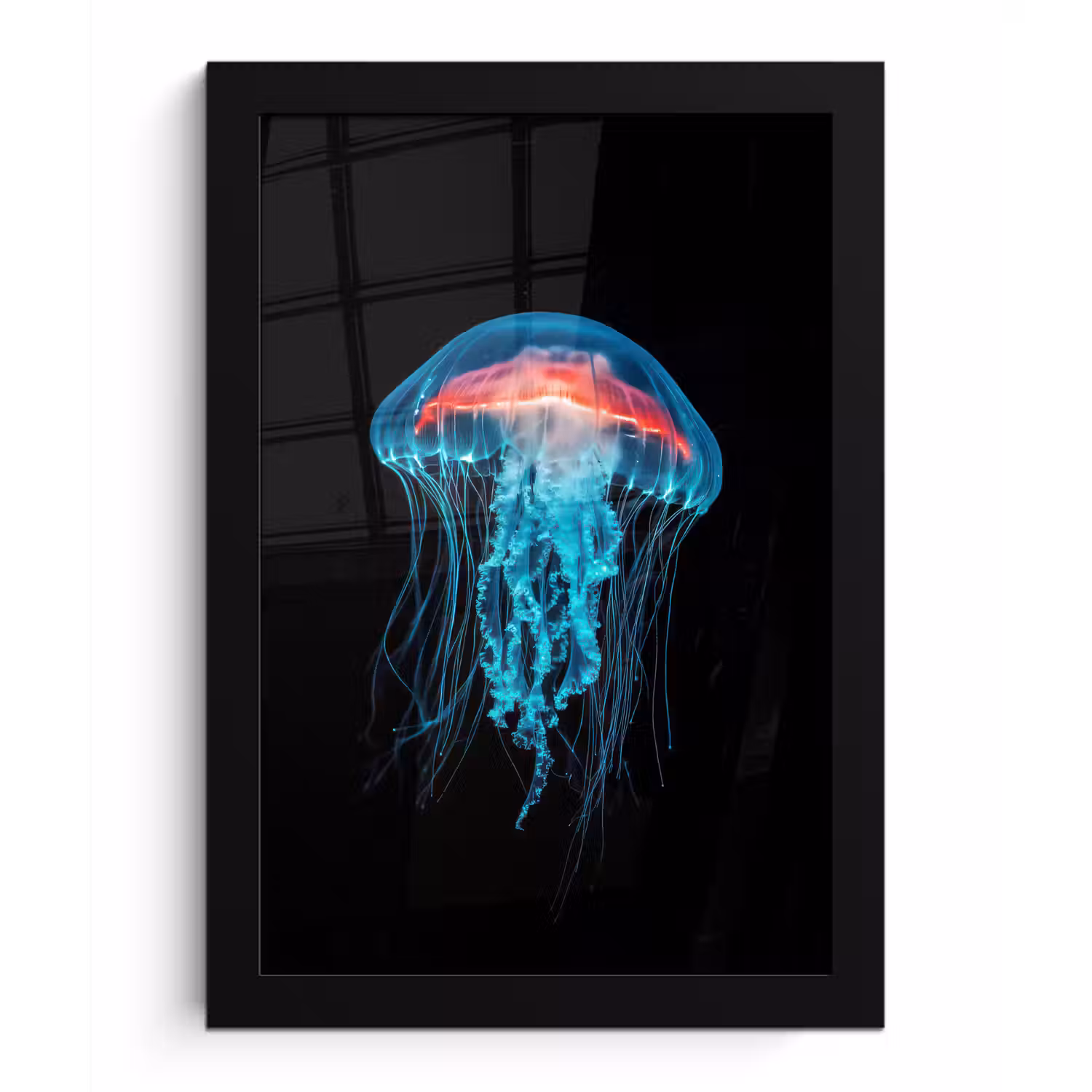Kwal - Tentakels - Blauw - Licht fotolijst zwart zonder passe partout klein -3d