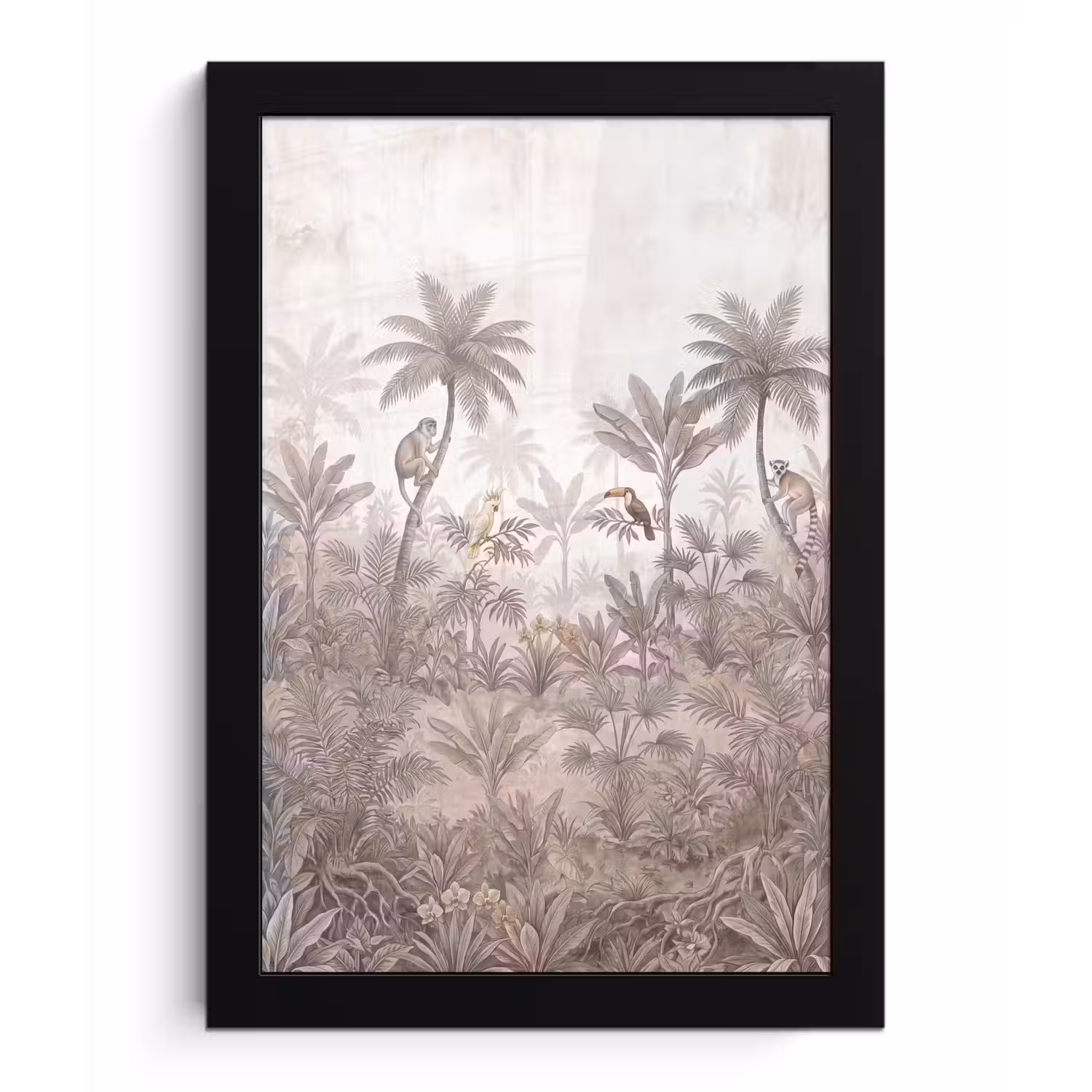 Jungle - Dieren - Palmbomen fotolijst zwart zonder passe partout klein -3d