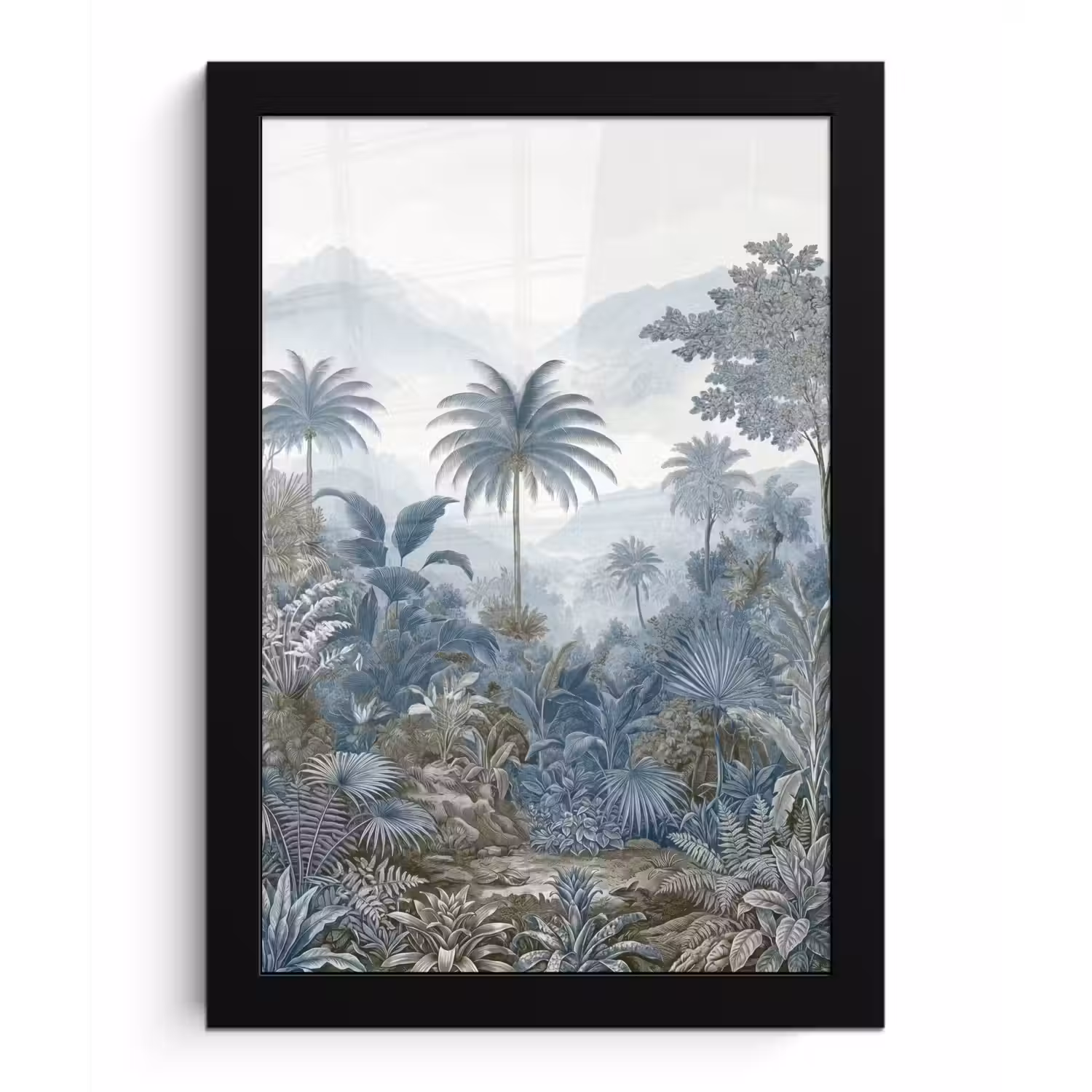Jungle - Modern - Blauw - Groen fotolijst zwart zonder passe partout klein -3d