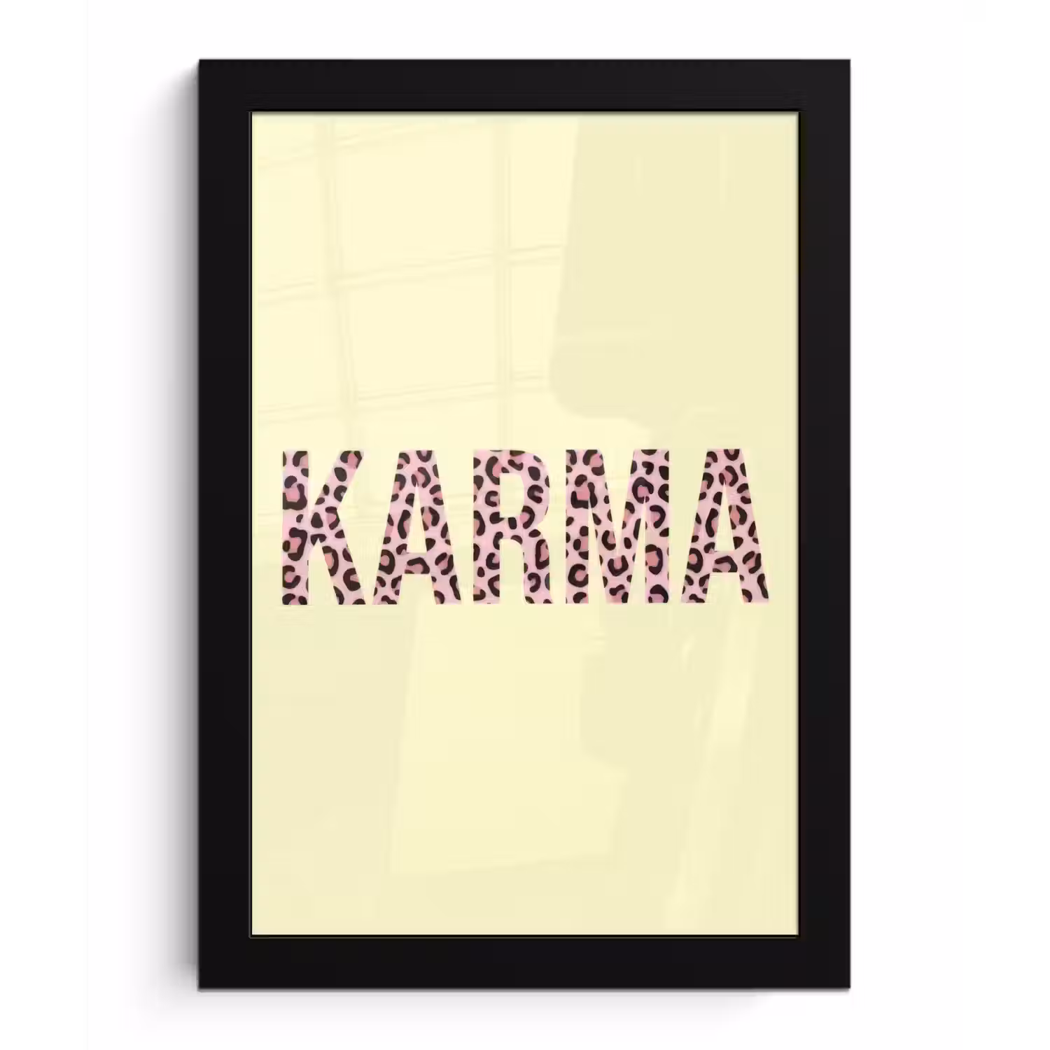 Karma - Luipaardprint - Geel fotolijst zwart zonder passe partout klein -3d