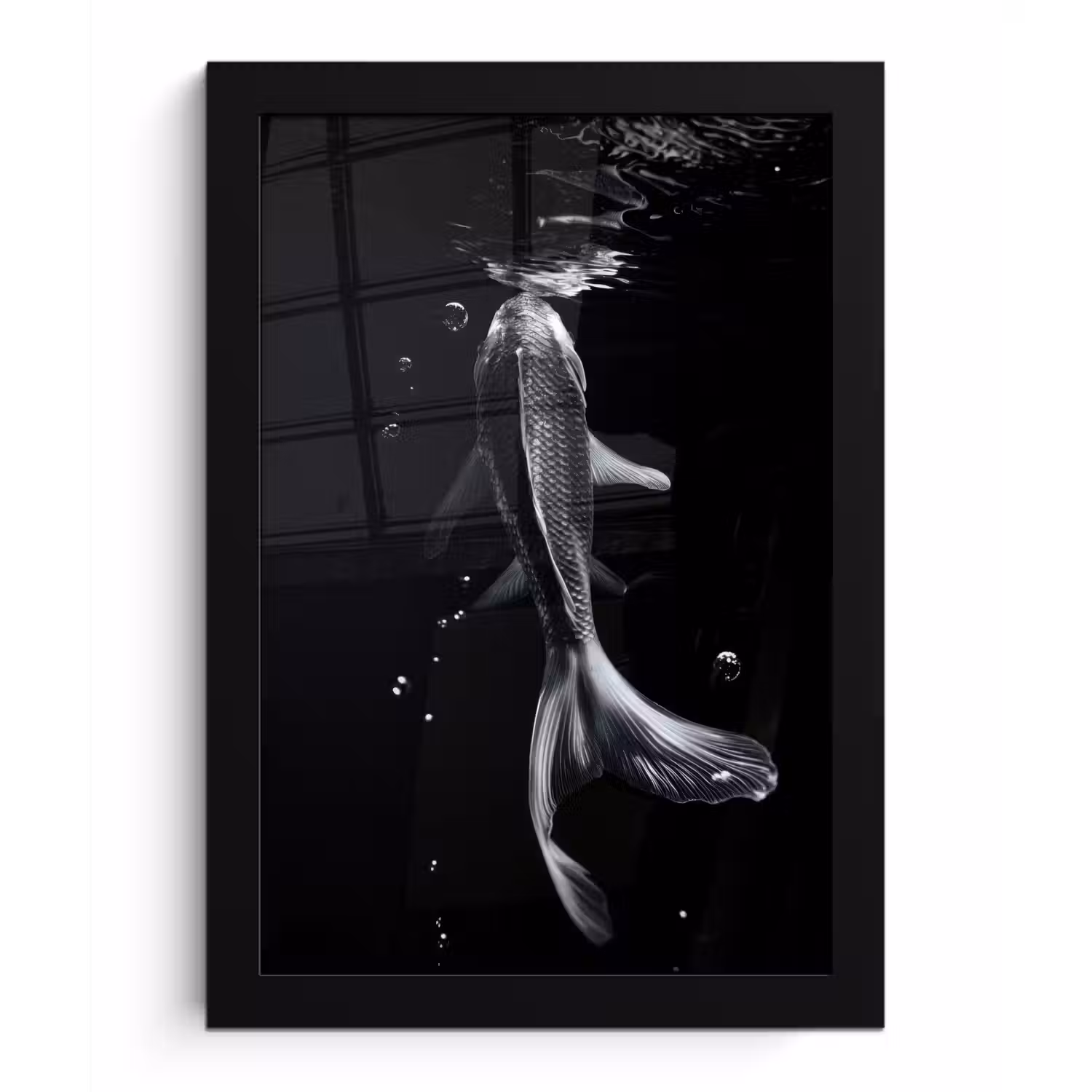 Koi - Vissen - Water - Zwart fotolijst zwart zonder passe partout klein -3d