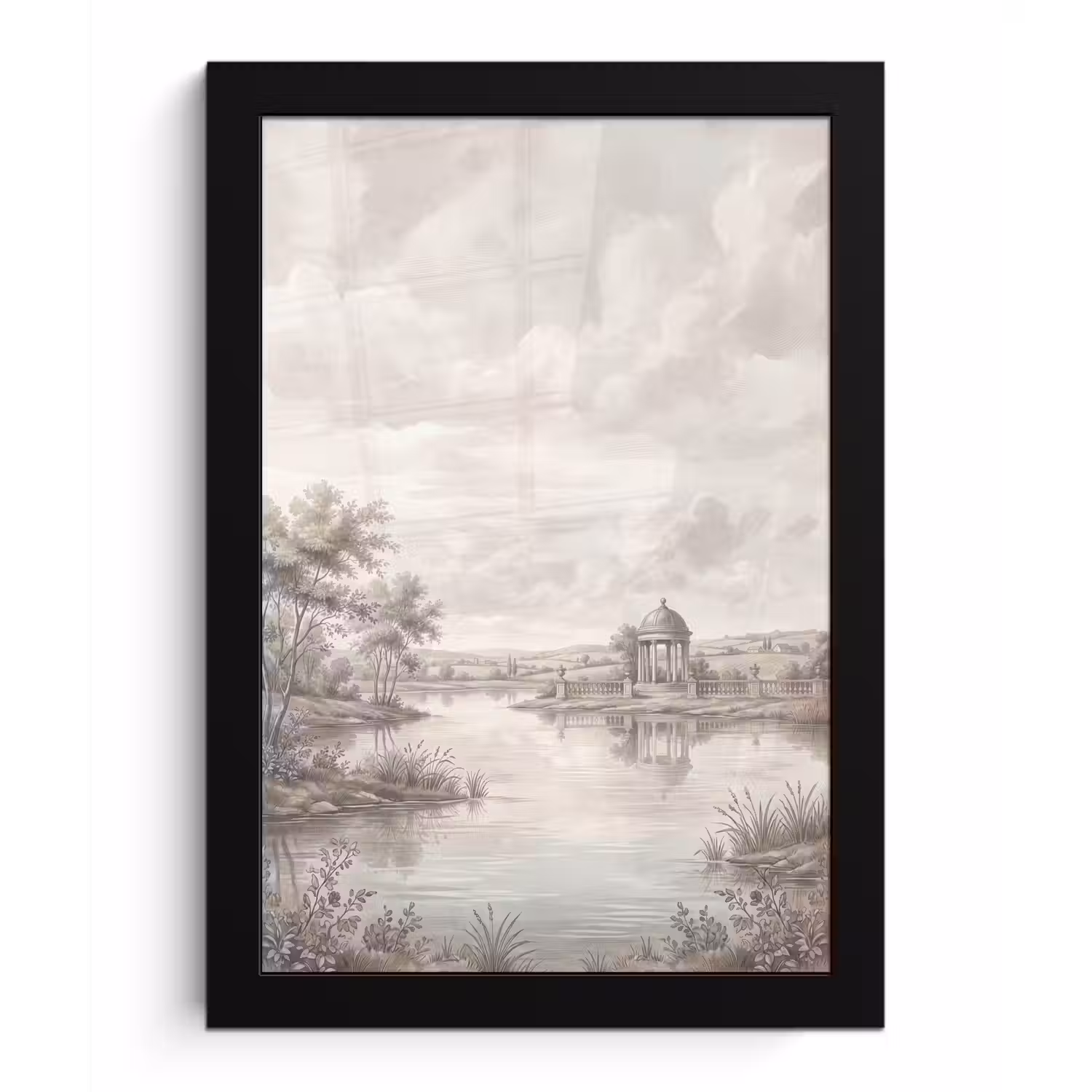 Landschap - Water - Natuur - Sepia fotolijst zwart zonder passe partout klein -3d