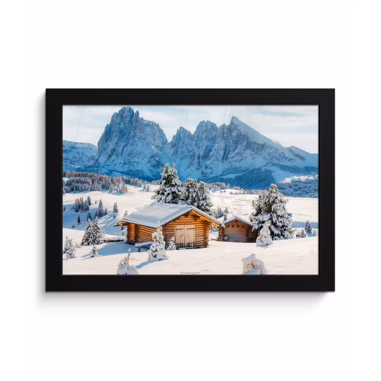 Landschap - Winter - Sneeuw fotolijst zwart zonder passe partout klein -3d