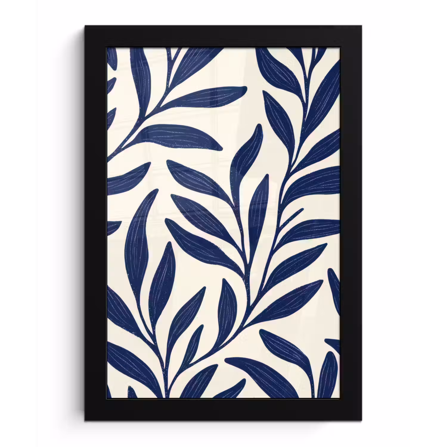 Bladeren - Klimop - Donkerblauw fotolijst zwart zonder passe partout klein -3d