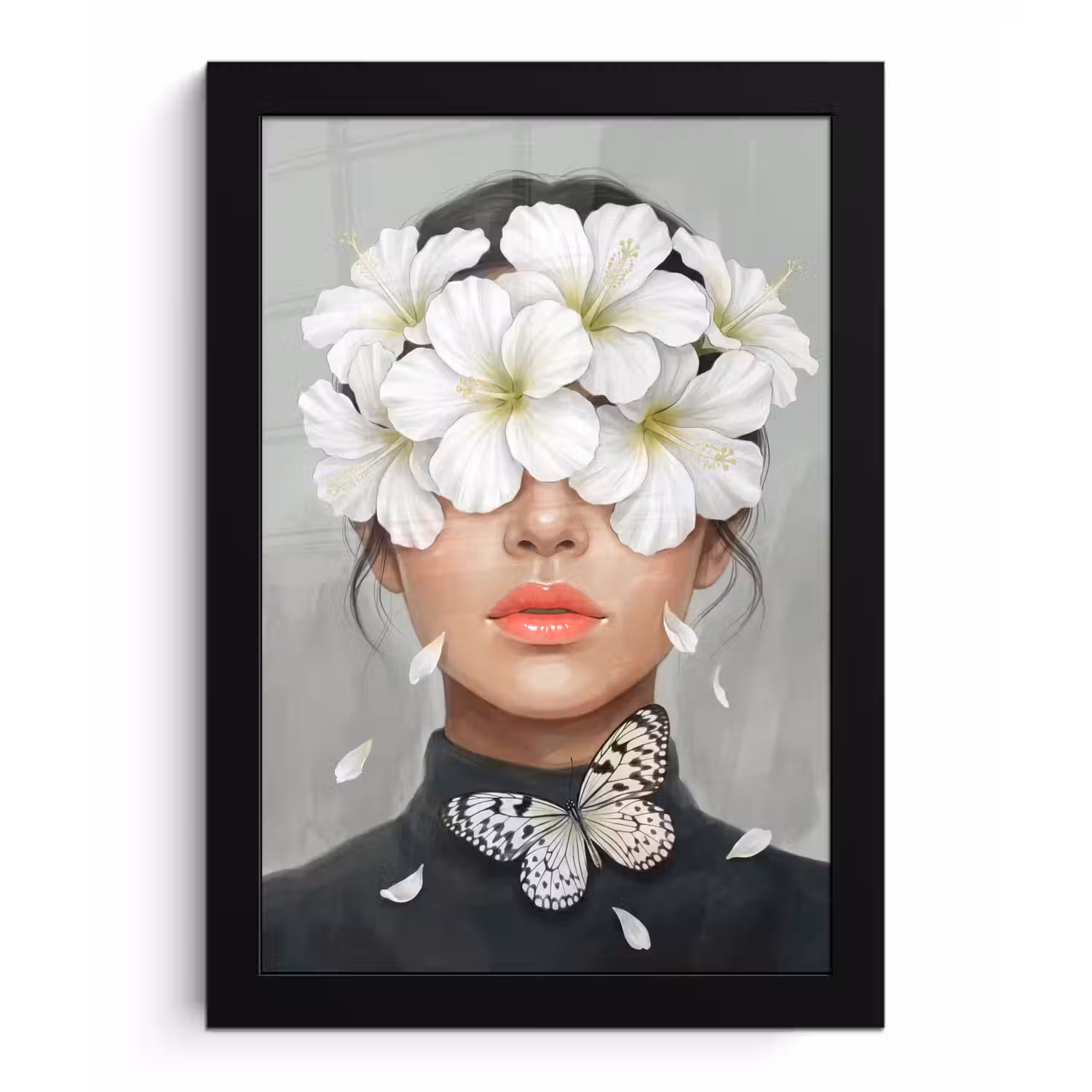 Lelies - Portret - Wit fotolijst zwart zonder passe partout klein -3d