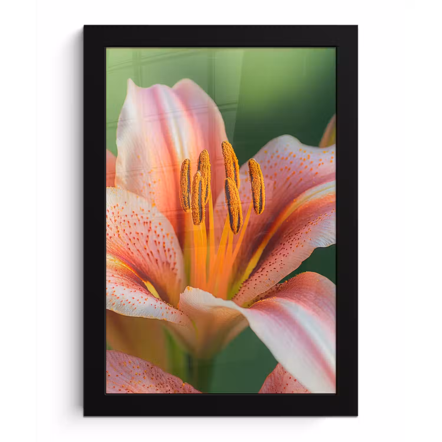 Lelie - Close up - Lichtroze fotolijst zwart zonder passe partout klein -3d