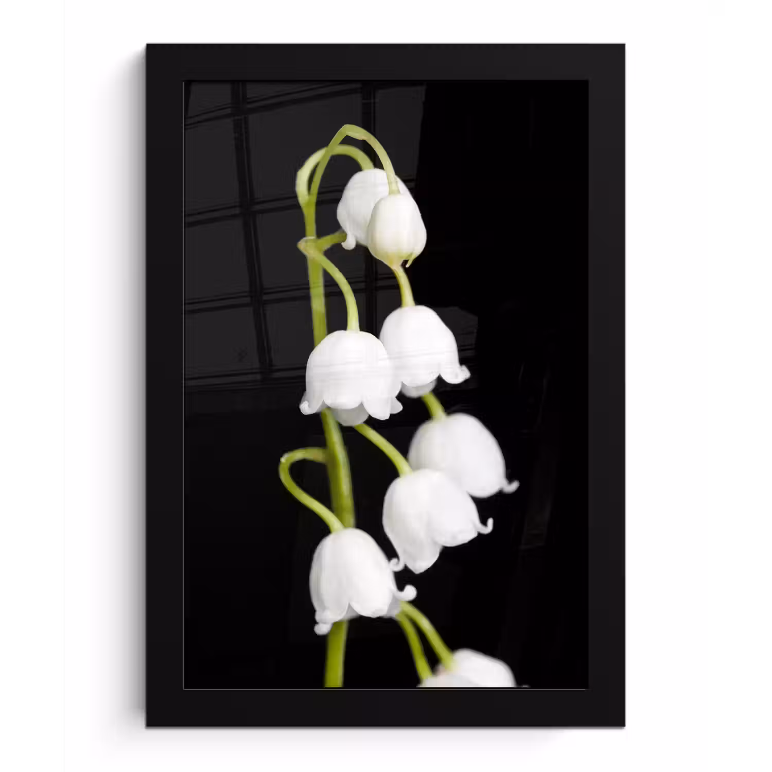 Lelietjes van dalen - Bloemen - Zwart - Flora fotolijst zwart zonder passe partout klein -3d