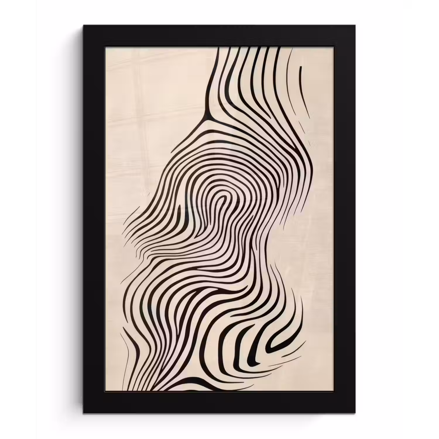 Lijnen - Abstract - Golvend - Zwart fotolijst zwart zonder passe partout klein -3d