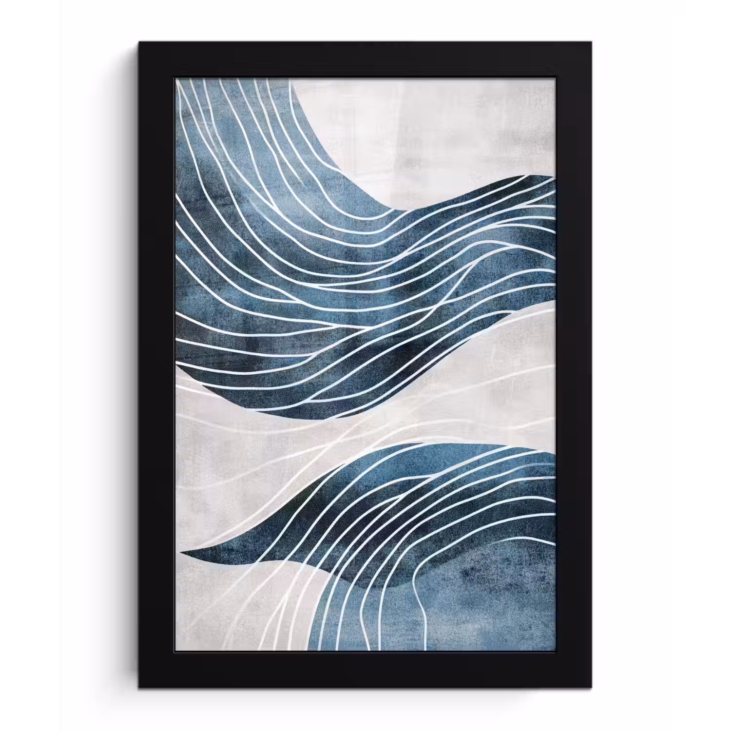 Lijnen - Golven - Abstract - Blauw fotolijst zwart zonder passe partout klein -3d