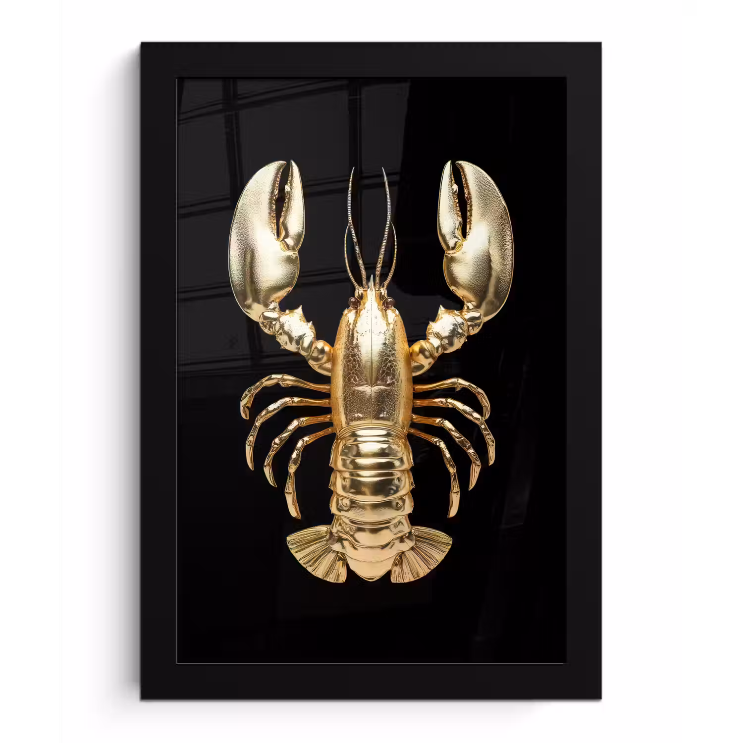 Kreeft - Goud - Textuur - Zwart fotolijst zwart zonder passe partout klein -3d