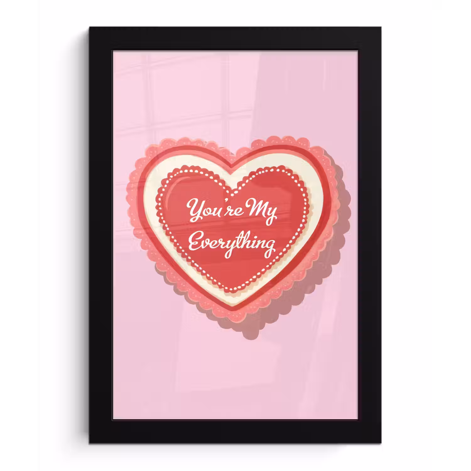 Liefde - Hart - Valentijn fotolijst zwart zonder passe partout klein -3d