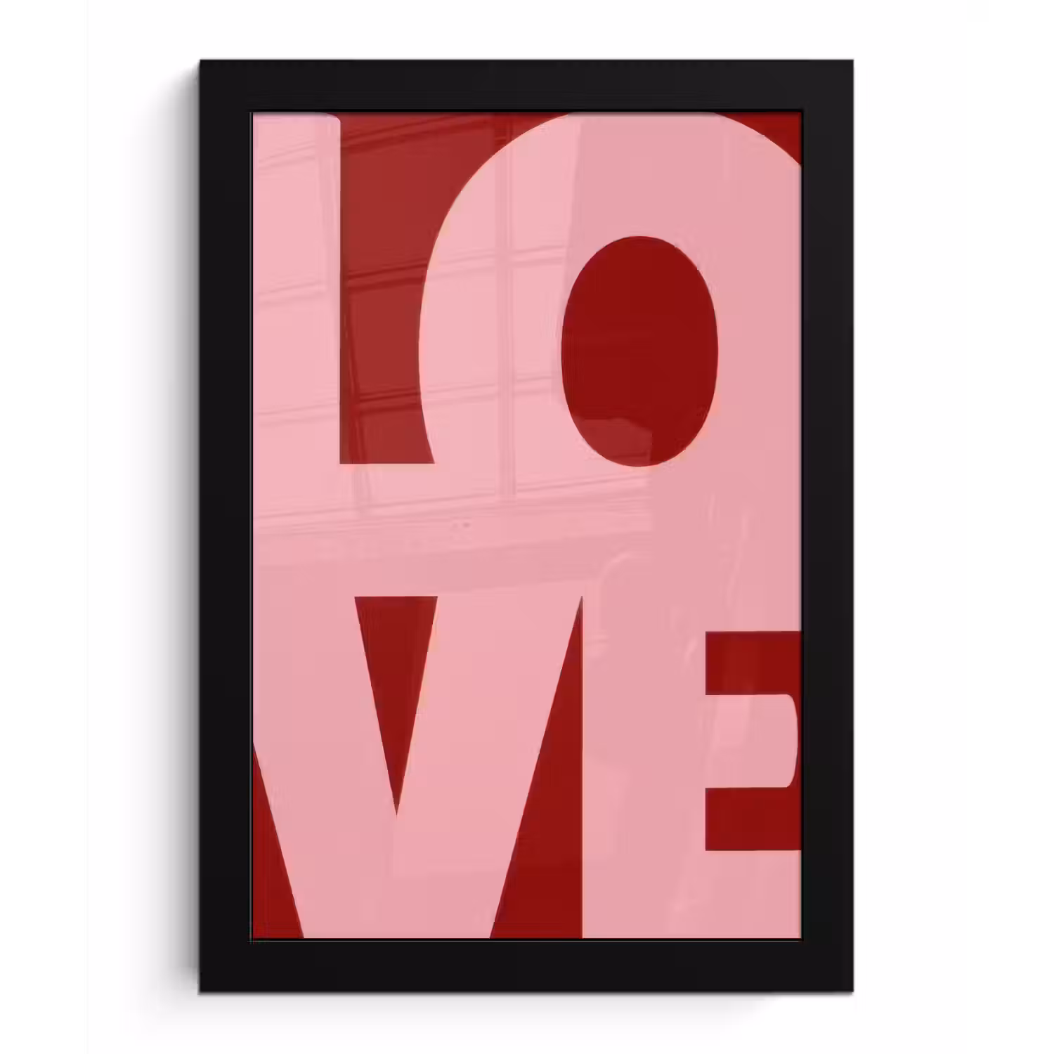 Love - Rood - Blokletters fotolijst zwart zonder passe partout klein -3d