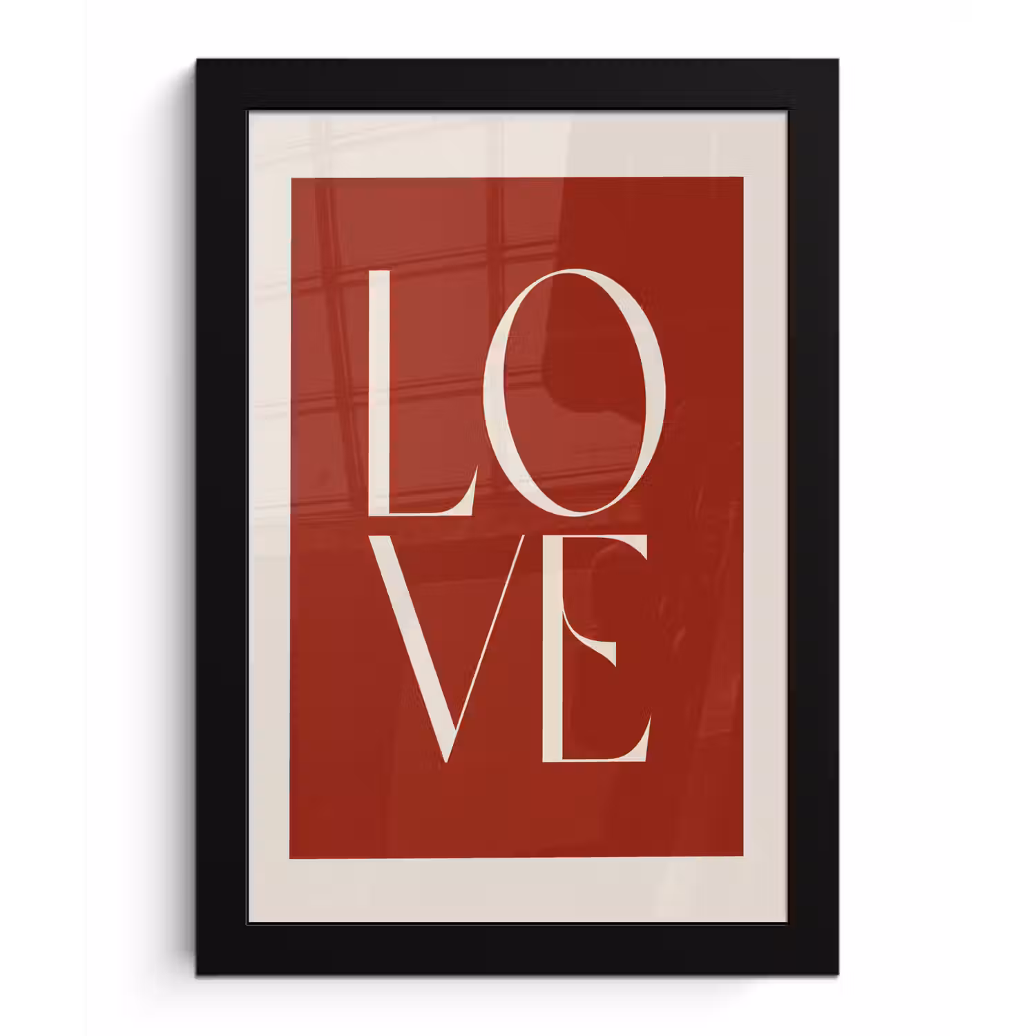Love - Rood - Minimalistisch fotolijst zwart zonder passe partout klein -3d